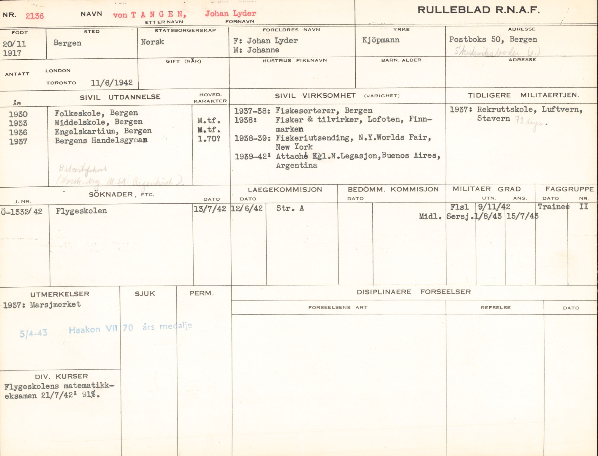 Forsvaret, Forsvarets overkommando/Luftforsvarsstaben, AV/RA-RAFA-4079/P/Pa/L0052: Personellpapirer, 1917, p. 462