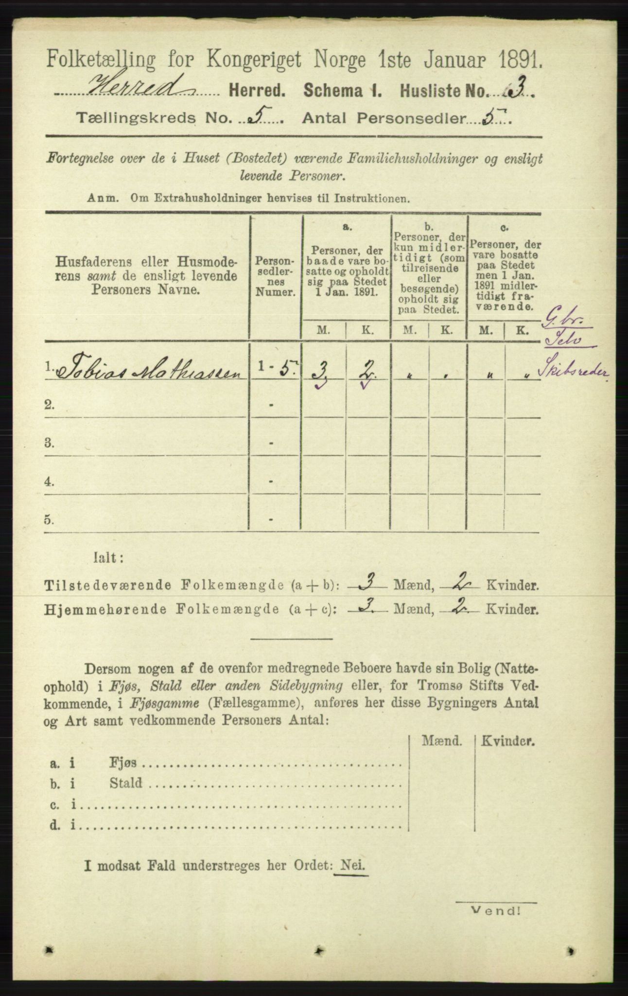 RA, 1891 census for 1039 Herad, 1891, p. 1729