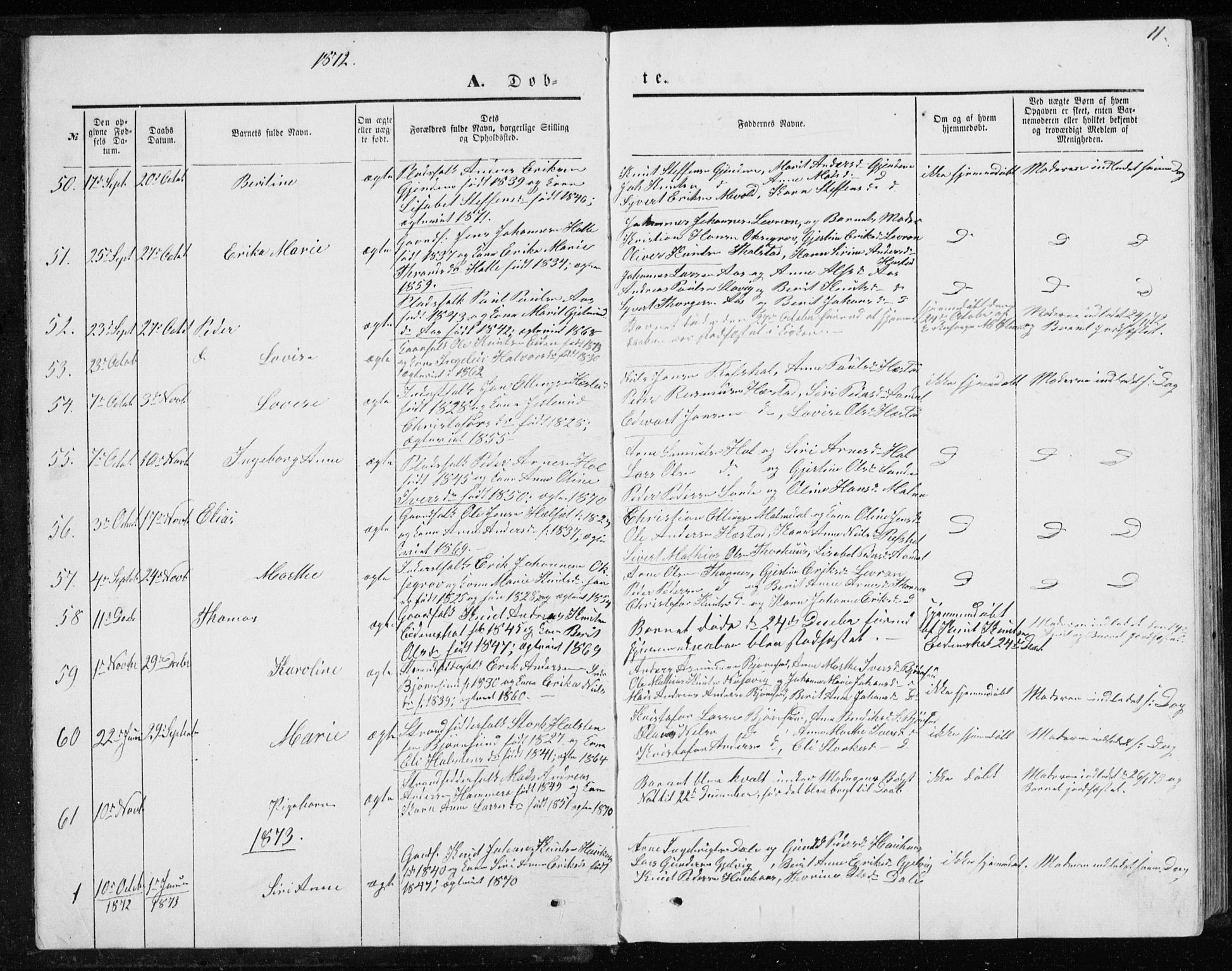 Ministerialprotokoller, klokkerbøker og fødselsregistre - Møre og Romsdal, SAT/A-1454/565/L0754: Parish register (copy) no. 565C03, 1870-1896, p. 11