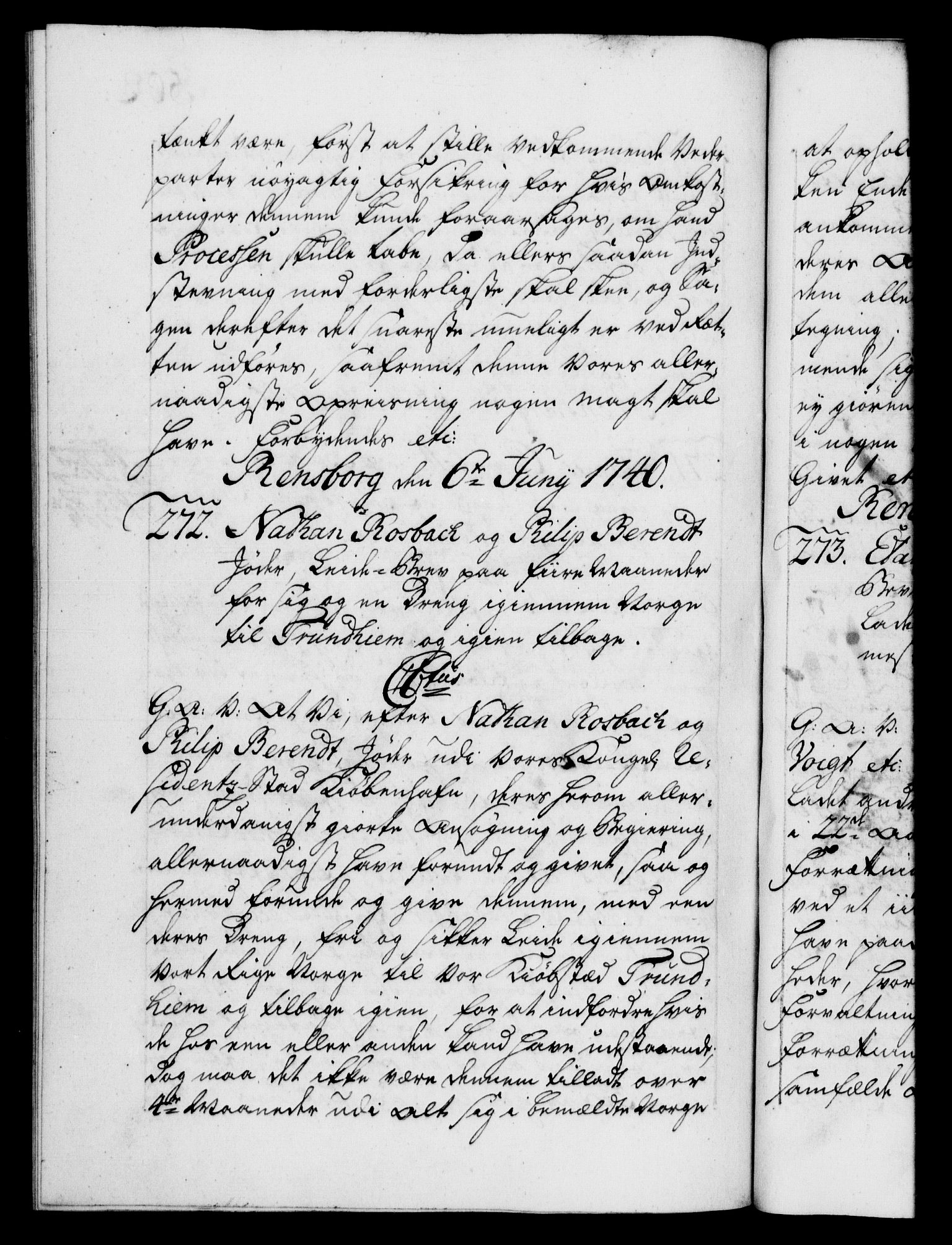 Danske Kanselli 1572-1799, AV/RA-EA-3023/F/Fc/Fca/Fcaa/L0031: Norske registre, 1739-1740, p. 502b