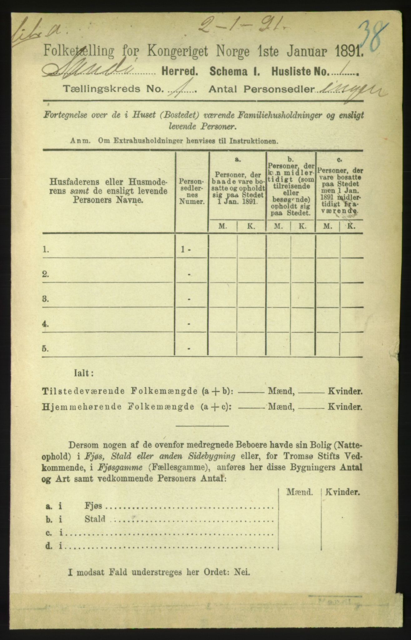 RA, 1891 census for 1546 Sandøy, 1891, p. 11