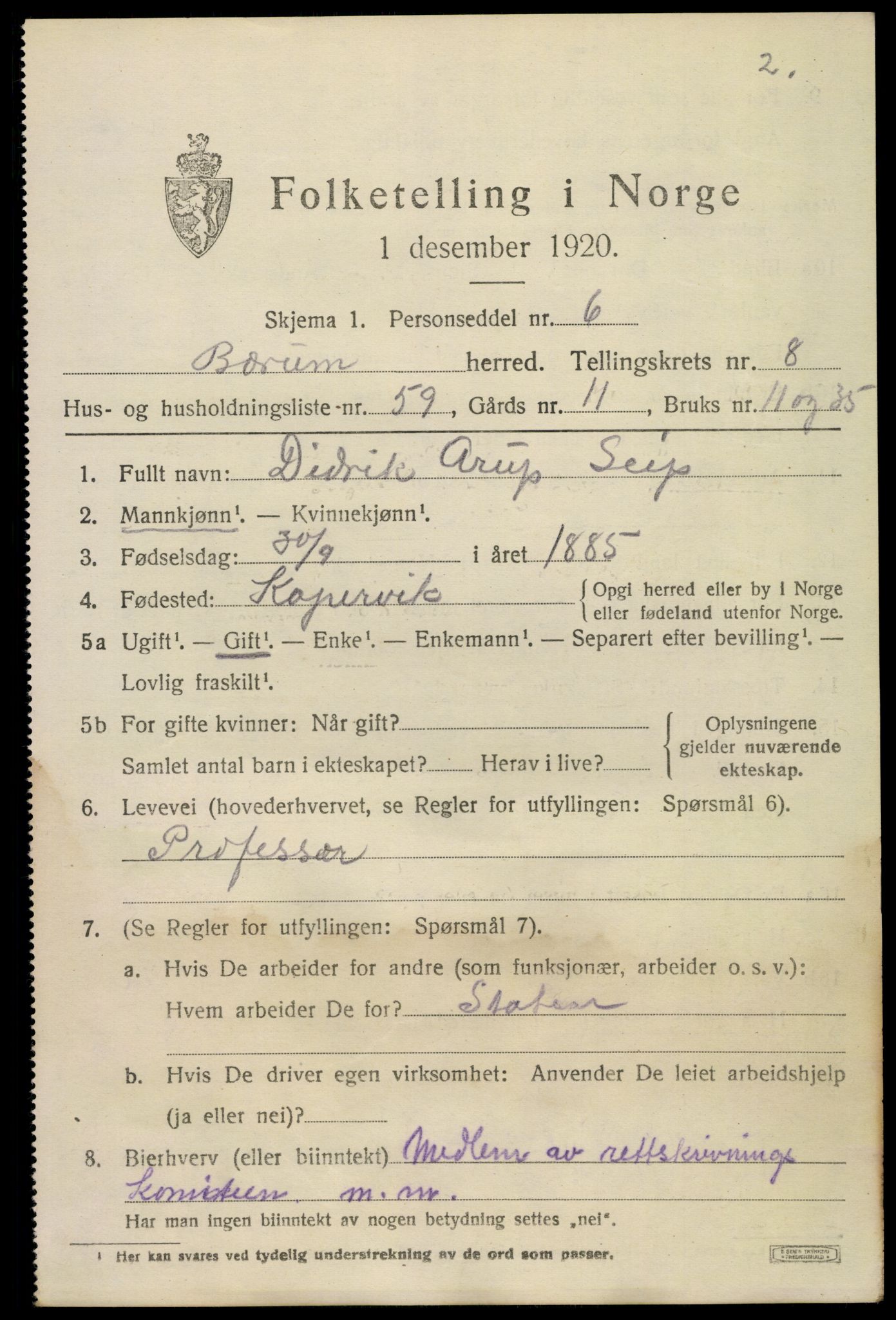 SAO, 1920 census for Bærum, 1920, p. 19330