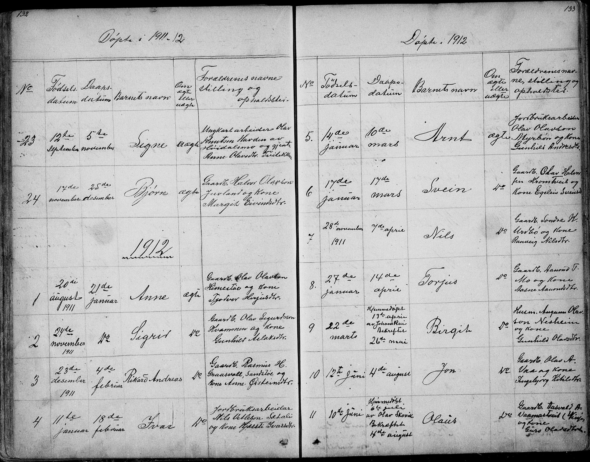 Rauland kirkebøker, AV/SAKO-A-292/G/Ga/L0002: Parish register (copy) no. I 2, 1849-1935, p. 132-133