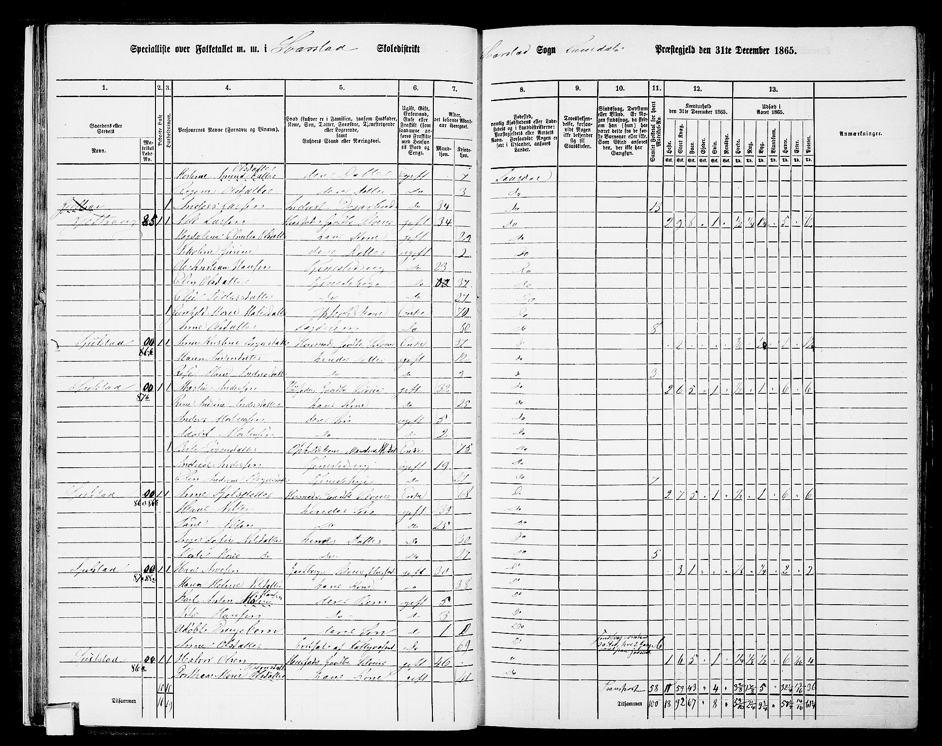 RA, 1865 census for Lardal, 1865, p. 26