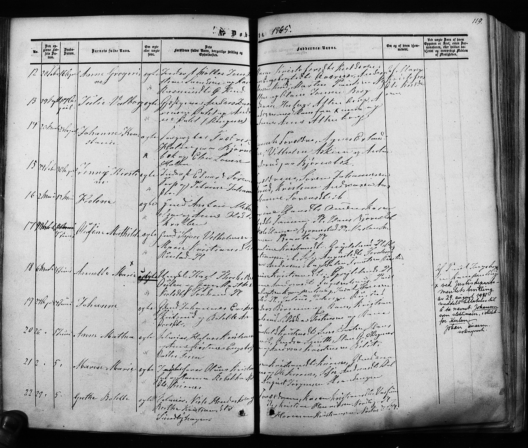 Ås prestekontor Kirkebøker, AV/SAO-A-10894/F/Fa/L0007: Parish register (official) no. I 7, 1854-1870, p. 119