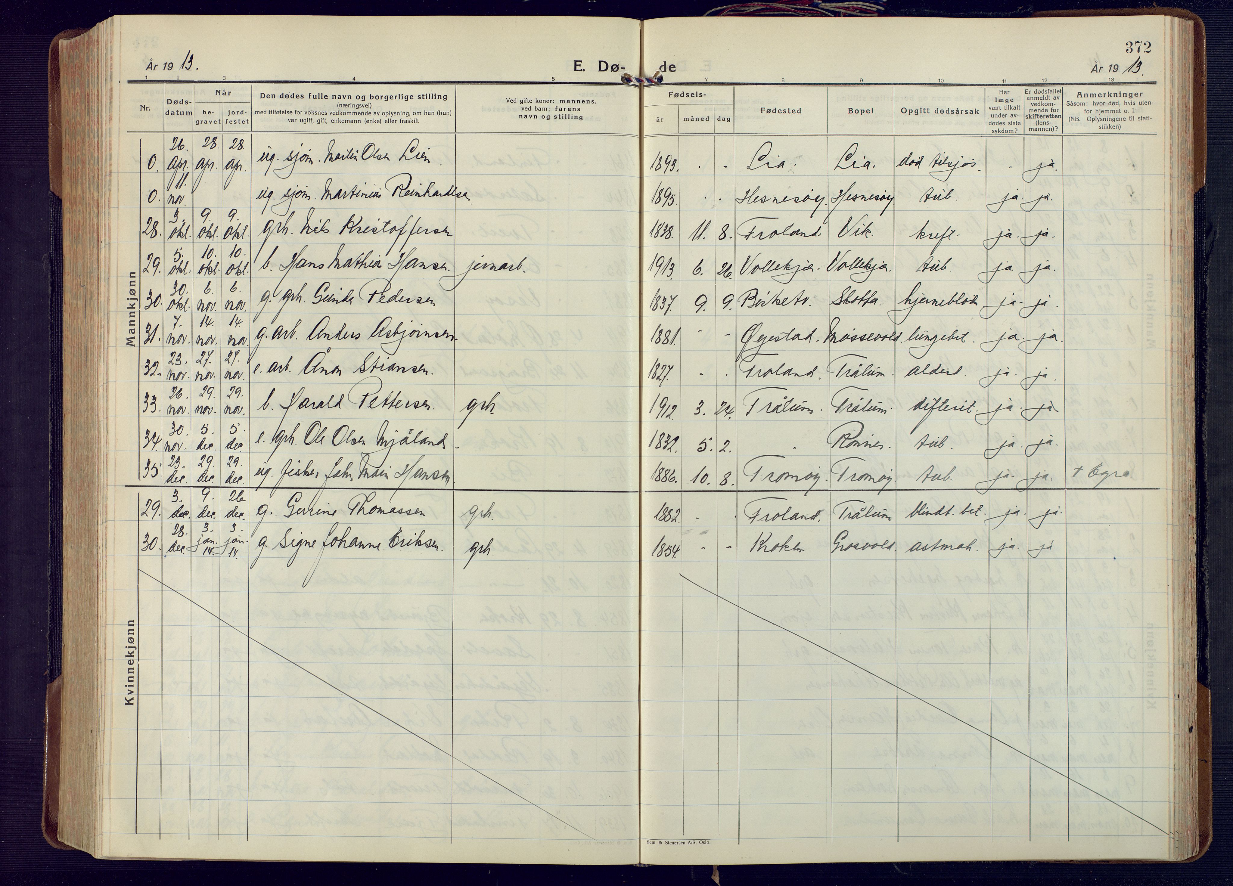 Fjære sokneprestkontor, AV/SAK-1111-0011/F/Fa/L0004: Parish register (official) no. A 4, 1902-1925, p. 372