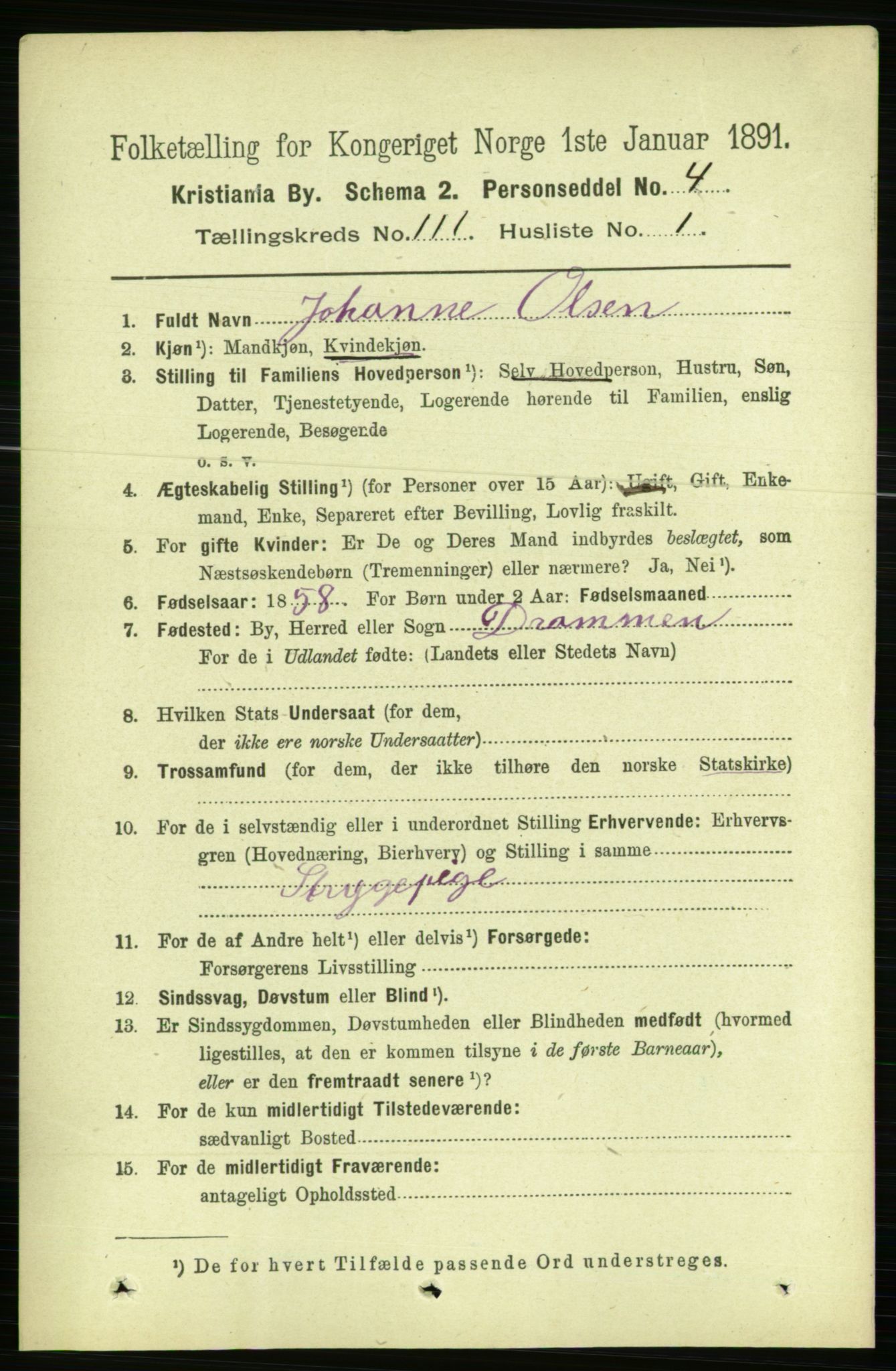 RA, 1891 census for 0301 Kristiania, 1891, p. 57920