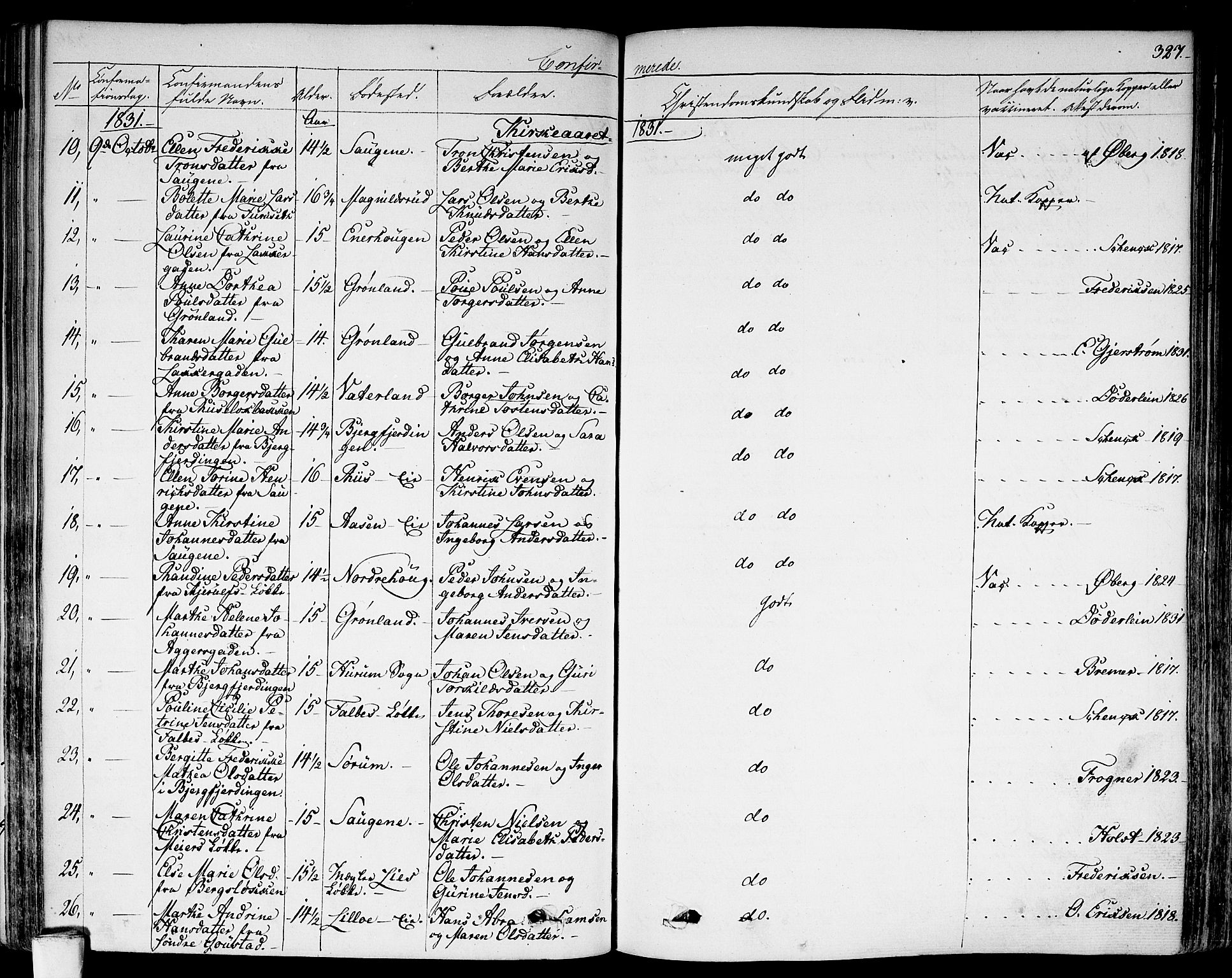 Aker prestekontor kirkebøker, AV/SAO-A-10861/F/L0013: Parish register (official) no. 13, 1828-1837, p. 327