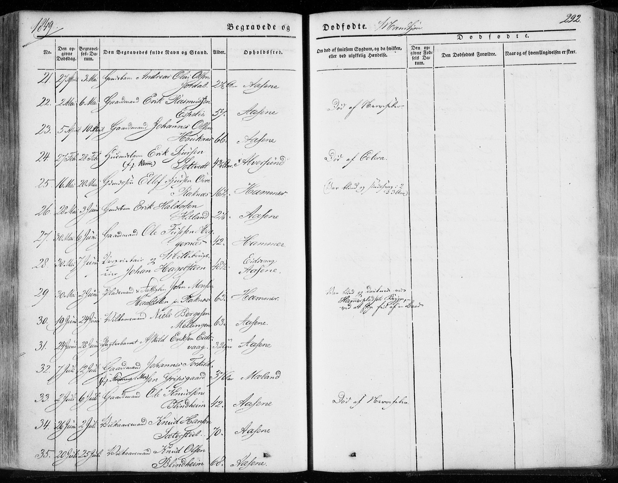 Hamre sokneprestembete, AV/SAB-A-75501/H/Ha/Haa/Haaa/L0013: Parish register (official) no. A 13, 1846-1857, p. 292