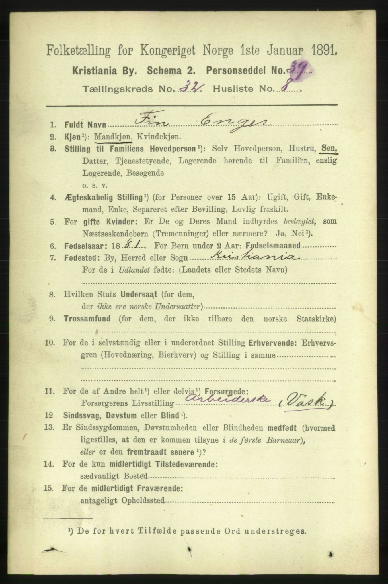 RA, 1891 census for 0301 Kristiania, 1891, p. 17097