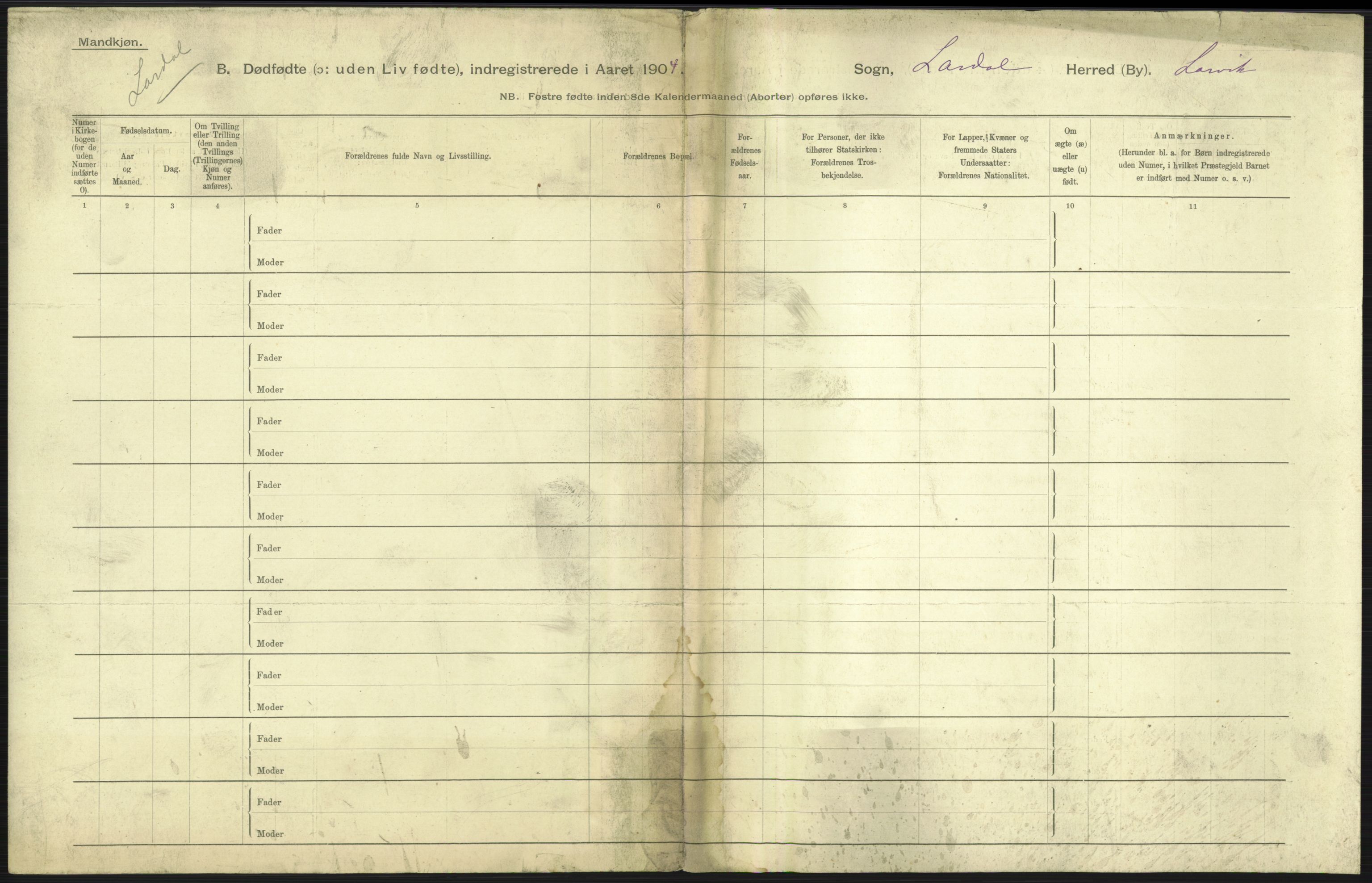 Statistisk sentralbyrå, Sosiodemografiske emner, Befolkning, RA/S-2228/D/Df/Dfa/Dfab/L0025: Smålenenes amt - Stavanger amt: Dødfødte. Bygder., 1904, p. 323