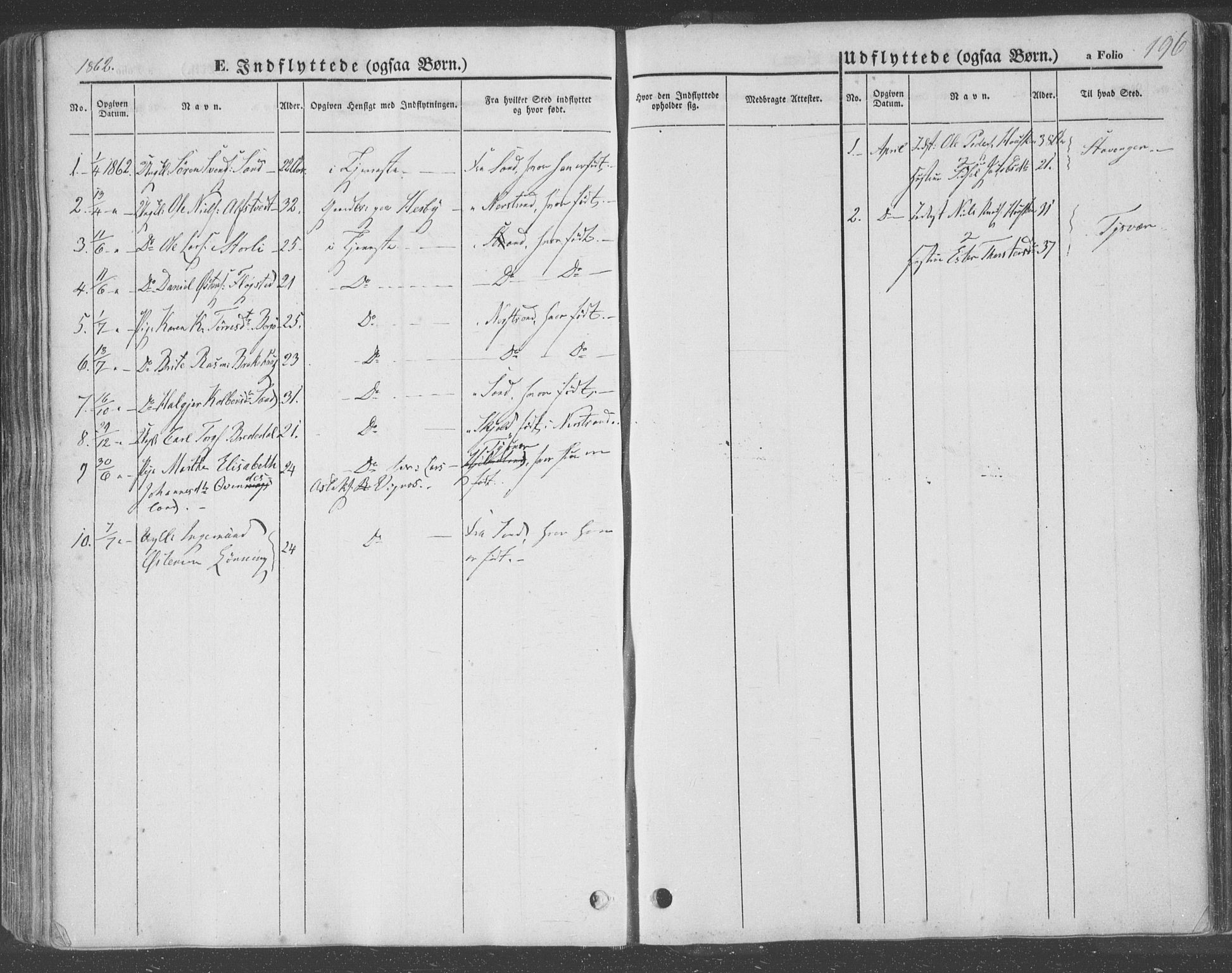 Finnøy sokneprestkontor, SAST/A-101825/H/Ha/Haa/L0007: Parish register (official) no. A 7, 1847-1862, p. 196