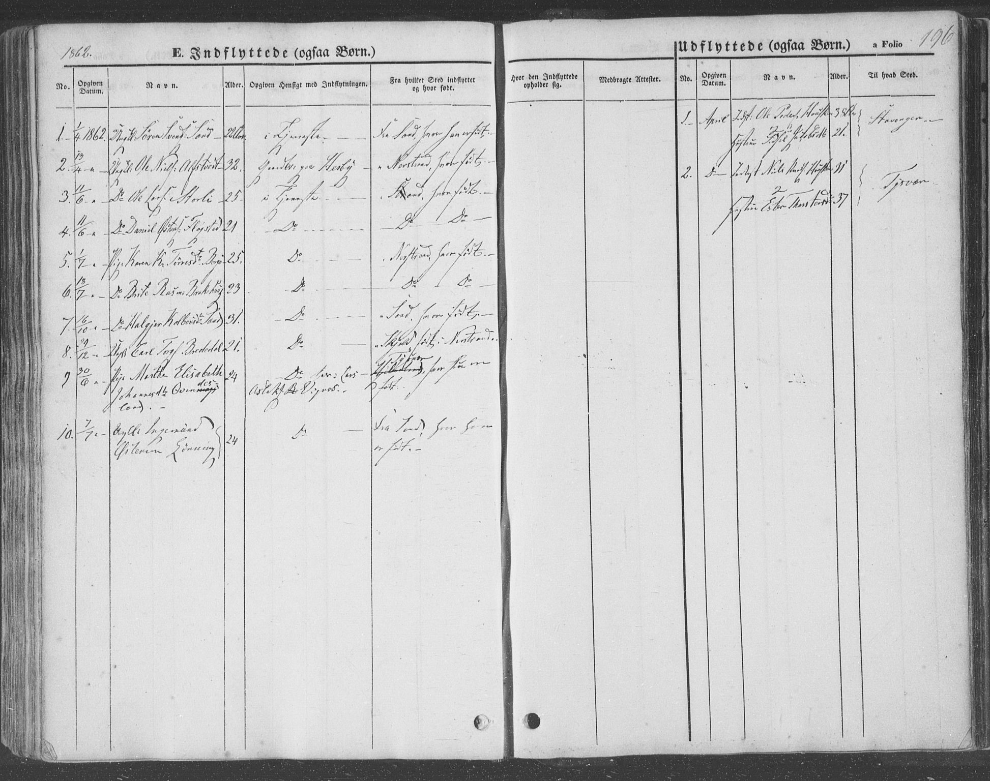 Finnøy sokneprestkontor, AV/SAST-A-101825/H/Ha/Haa/L0007: Parish register (official) no. A 7, 1847-1862, p. 196