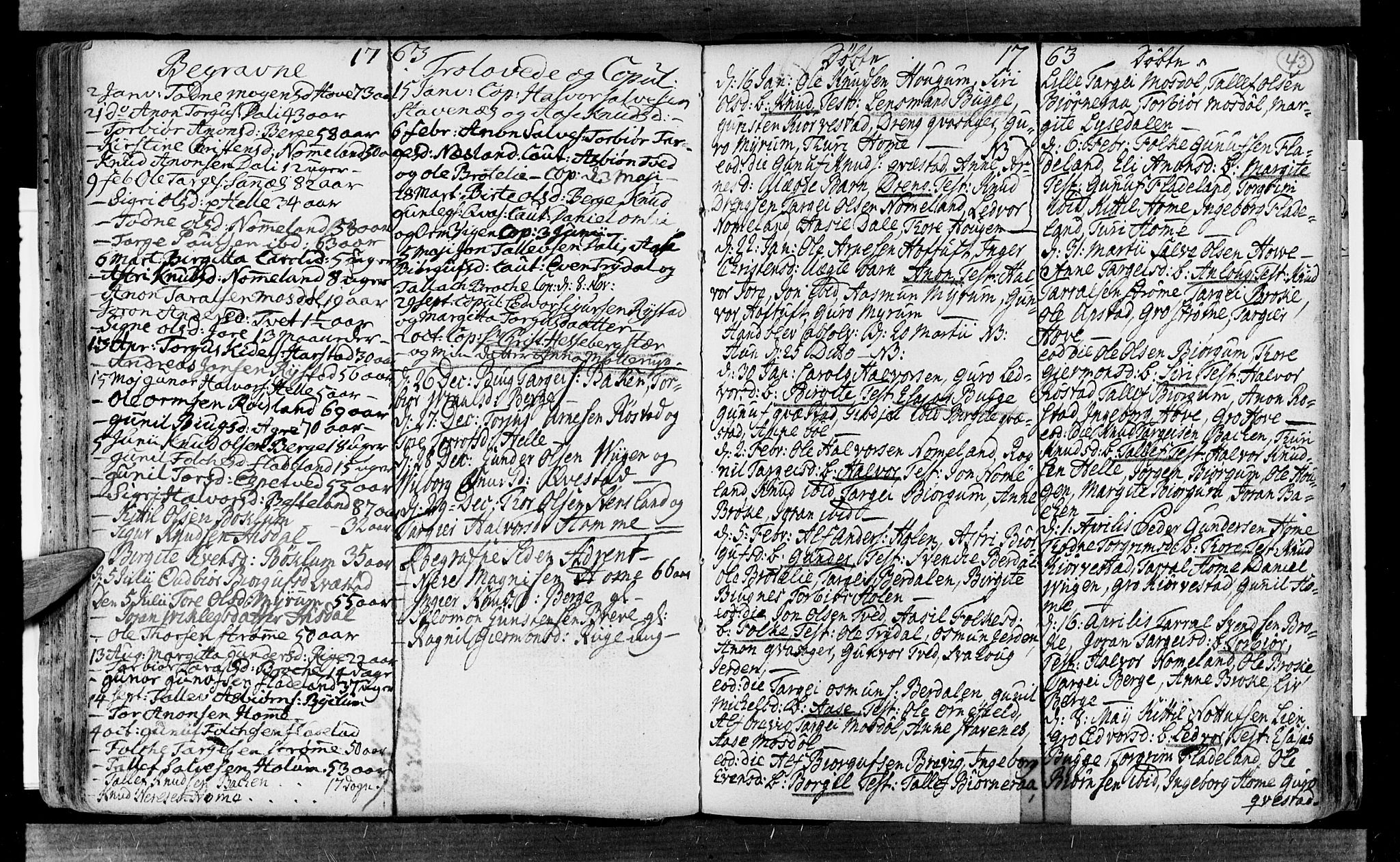 Valle sokneprestkontor, AV/SAK-1111-0044/F/Fa/Fac/L0002: Parish register (official) no. A 2, 1745-1776, p. 43