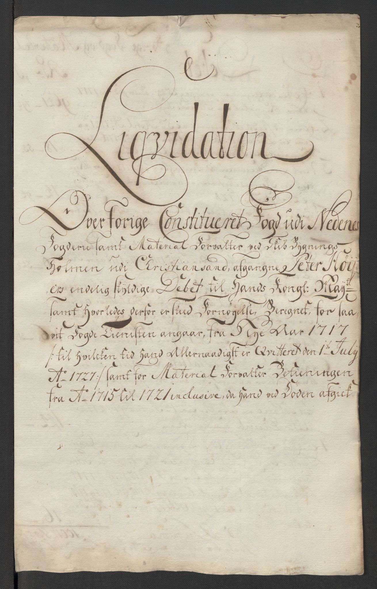 Rentekammeret inntil 1814, Reviderte regnskaper, Fogderegnskap, AV/RA-EA-4092/R39/L2326: Fogderegnskap Nedenes, 1717, p. 20