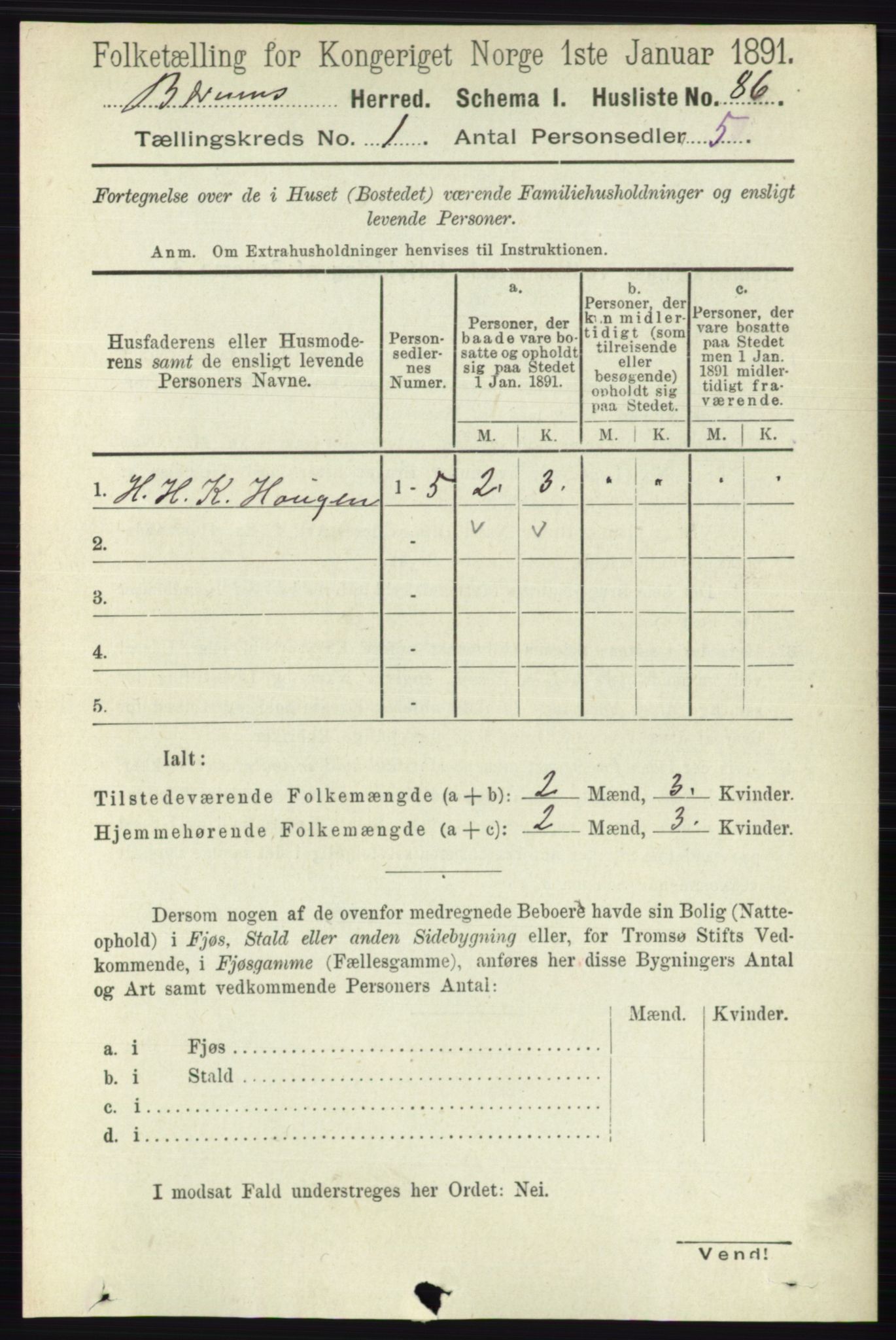 RA, 1891 census for 0219 Bærum, 1891, p. 138