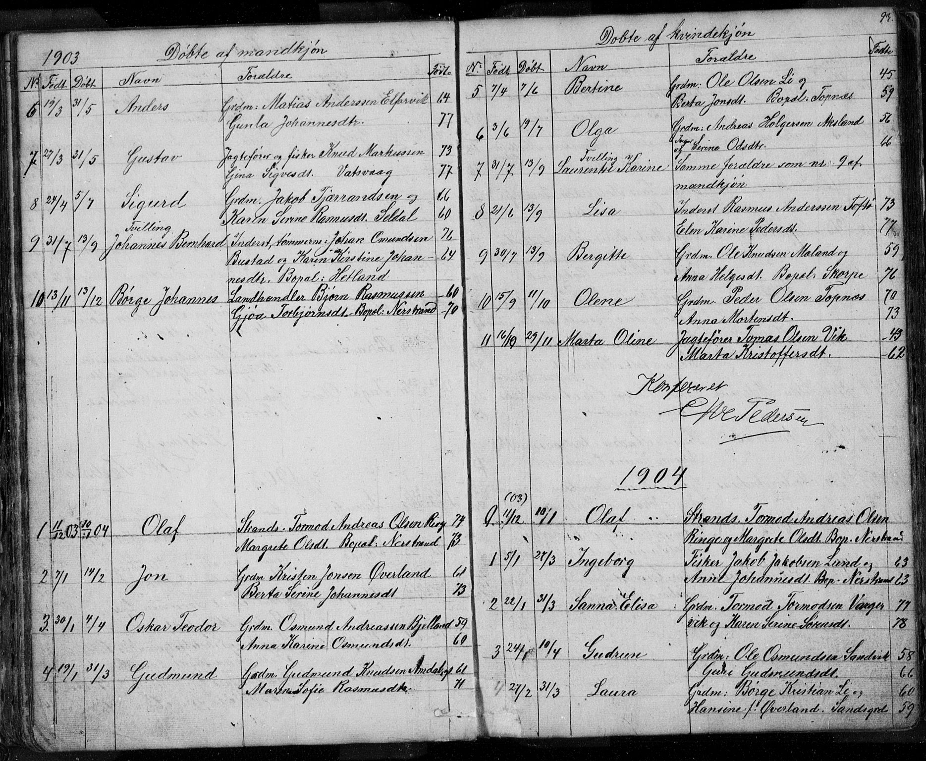 Nedstrand sokneprestkontor, SAST/A-101841/01/V: Parish register (copy) no. B 3, 1848-1933, p. 93