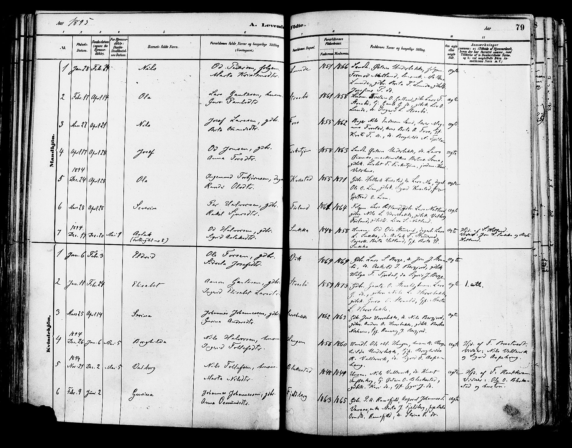 Suldal sokneprestkontor, AV/SAST-A-101845/01/IV/L0011: Parish register (official) no. A 11, 1878-1900, p. 79