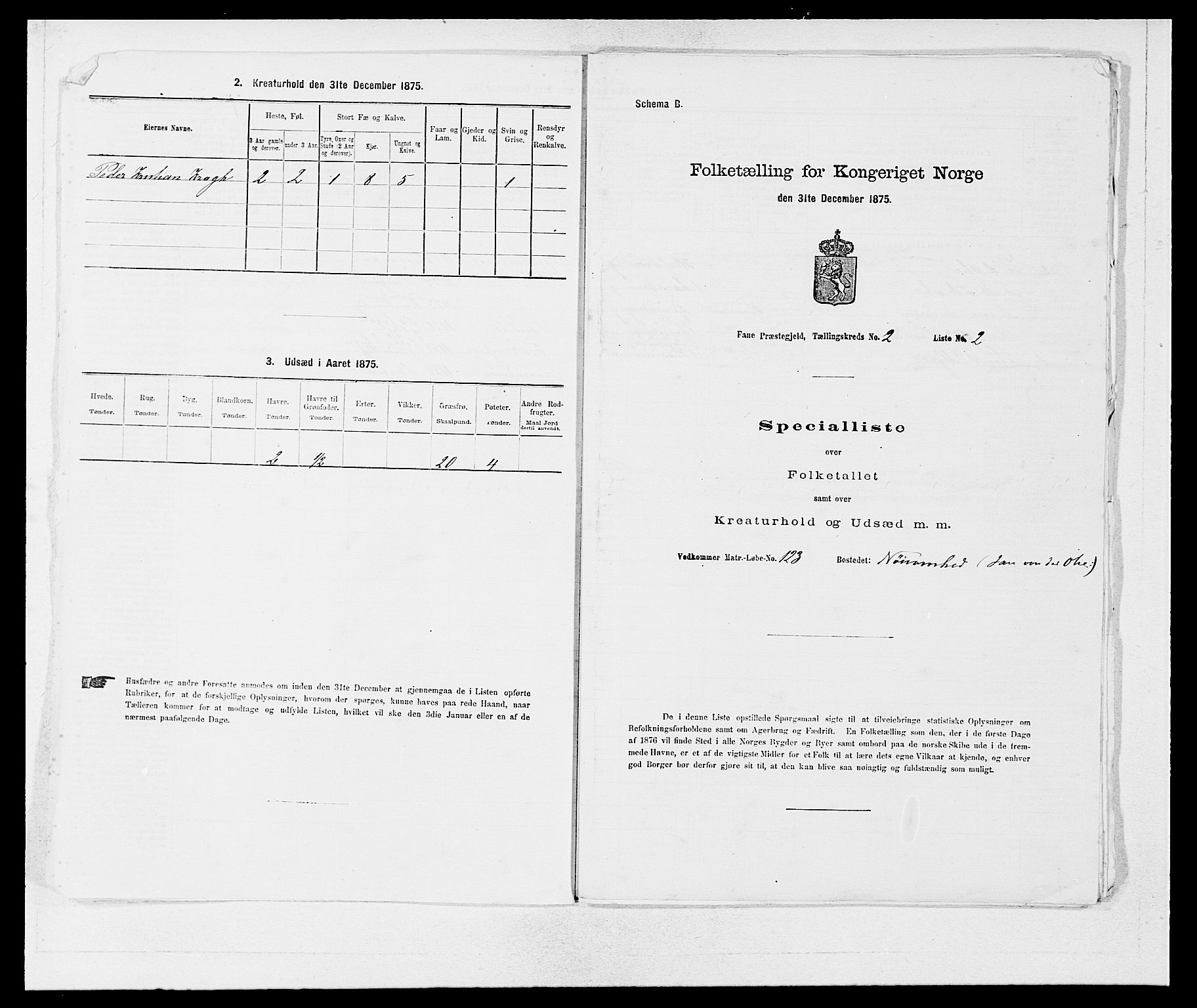 SAB, 1875 census for 1249P Fana, 1875, p. 155