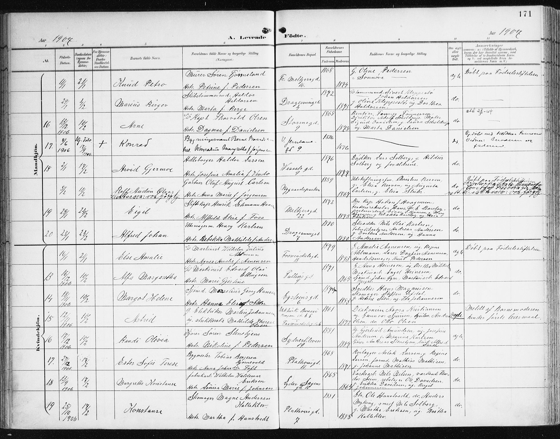 Johanneskirken sokneprestembete, AV/SAB-A-76001/H/Haa/L0002: Parish register (official) no. A 2, 1900-1912, p. 171