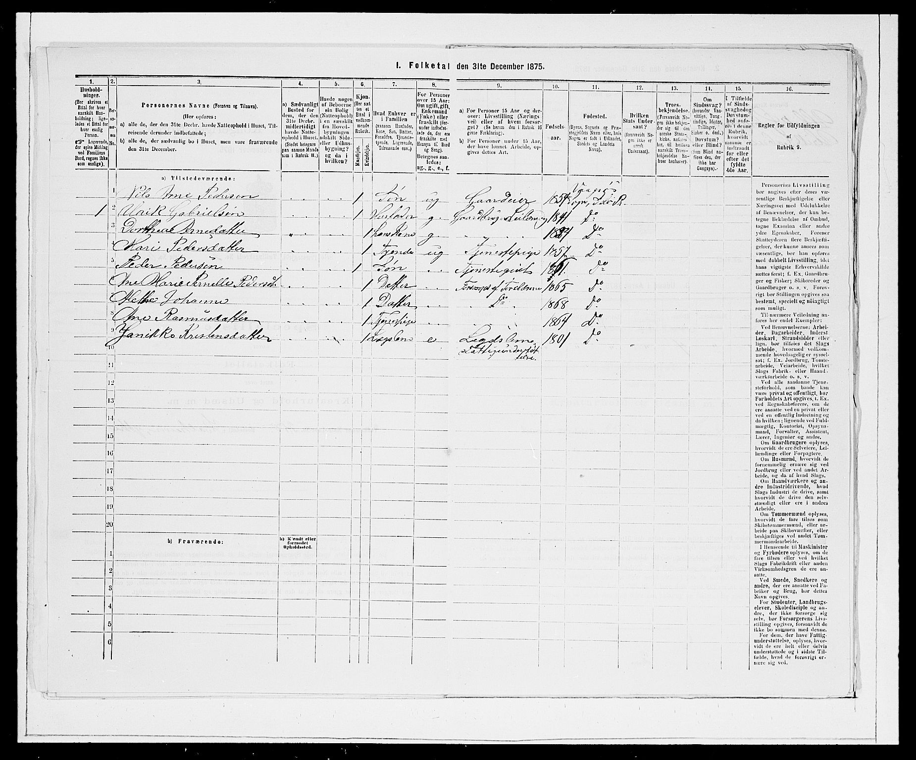 SAB, 1875 Census for 1441P Selje, 1875, p. 387