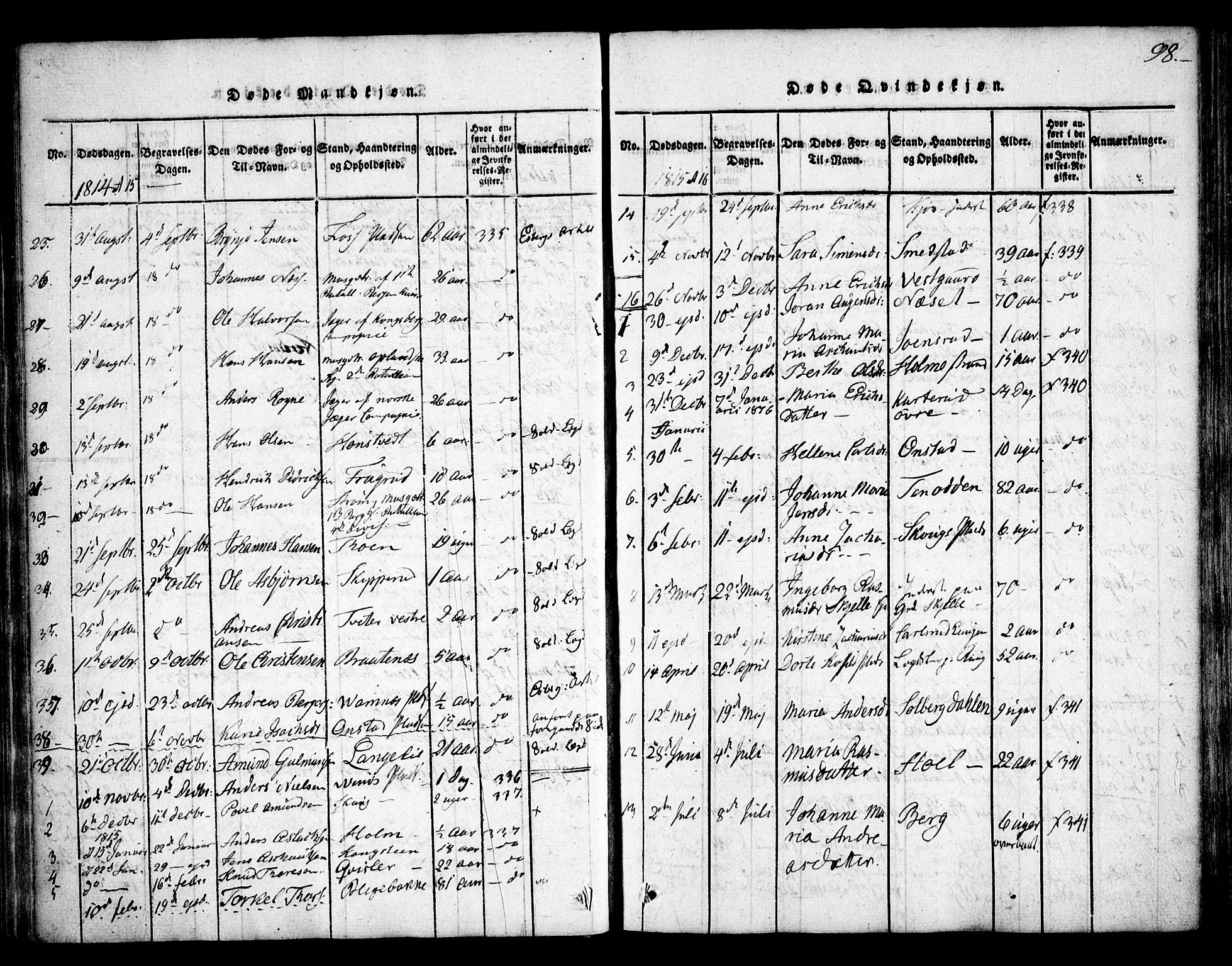 Skiptvet prestekontor Kirkebøker, AV/SAO-A-20009/F/Fa/L0005: Parish register (official) no. 5, 1814-1838, p. 98