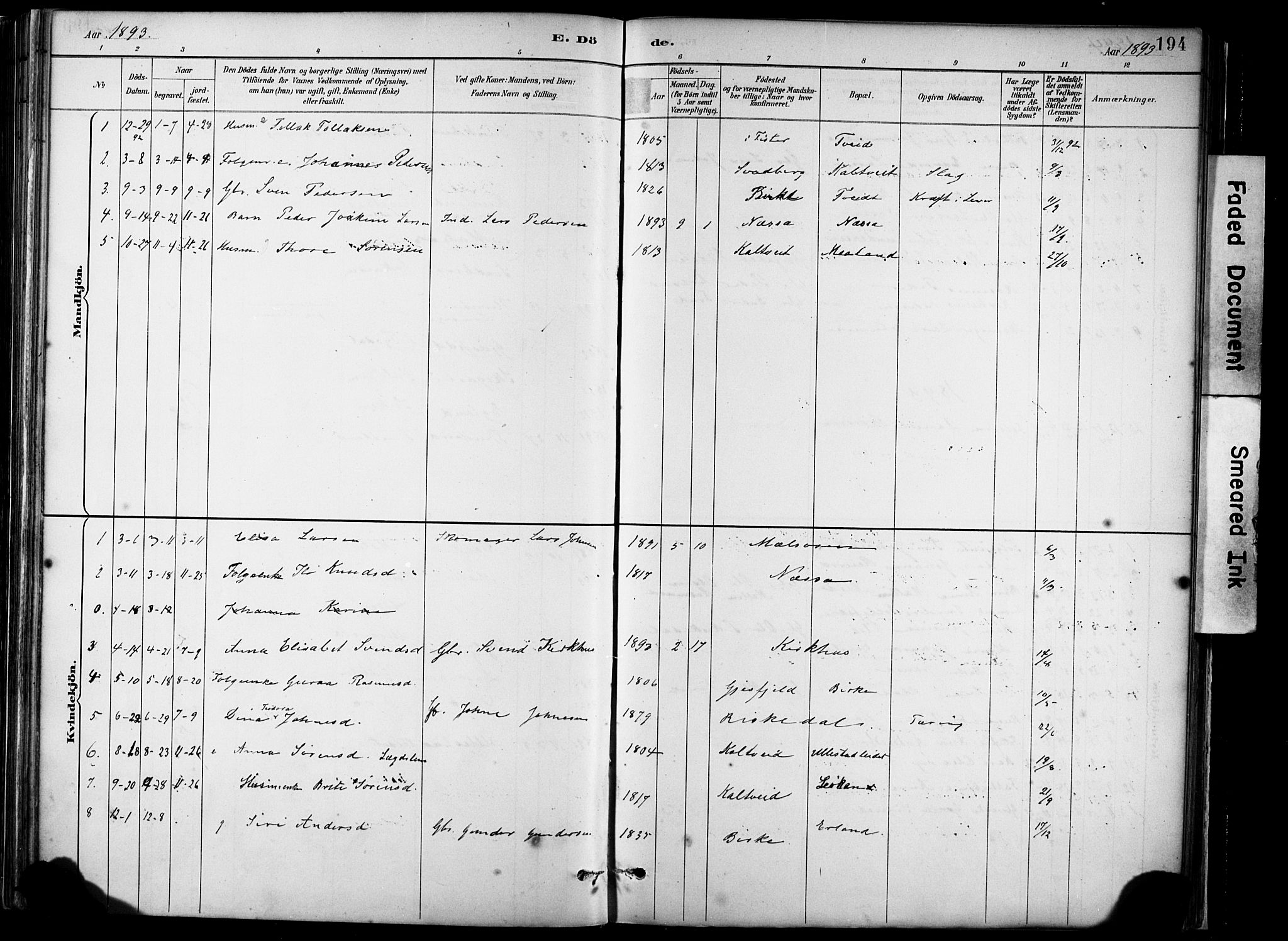 Hjelmeland sokneprestkontor, AV/SAST-A-101843/02/A/L0001: Parish register (official) no. A 16, 1887-1926, p. 194