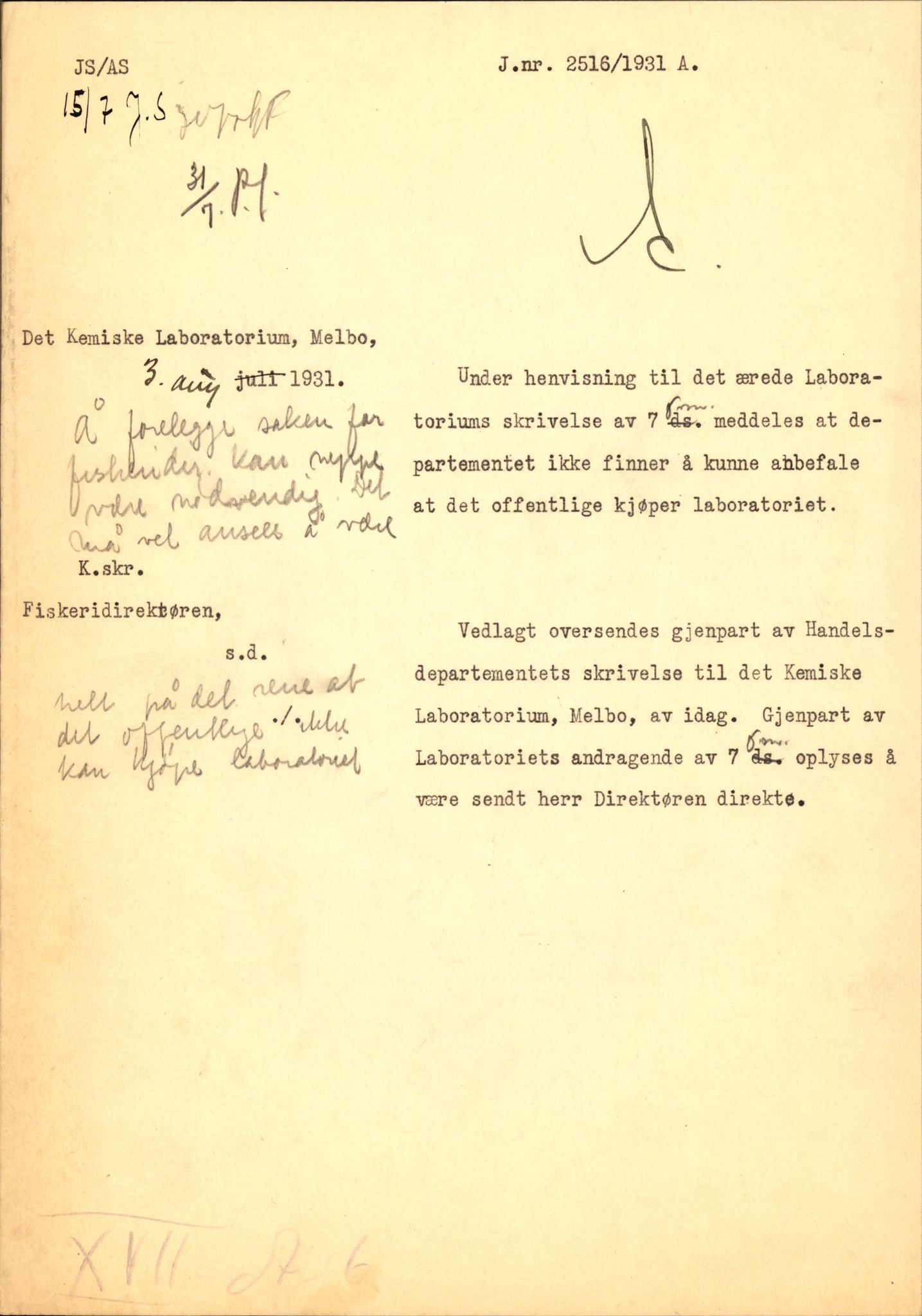 Fiskeridepartementet, Avlevering 1971, AV/RA-S-3997/D/Dd/L0034: IV-B-1 Spørsmål om sammenslutning av makrellfiskere. "Makrellsaken", 1920-1931, p. 27