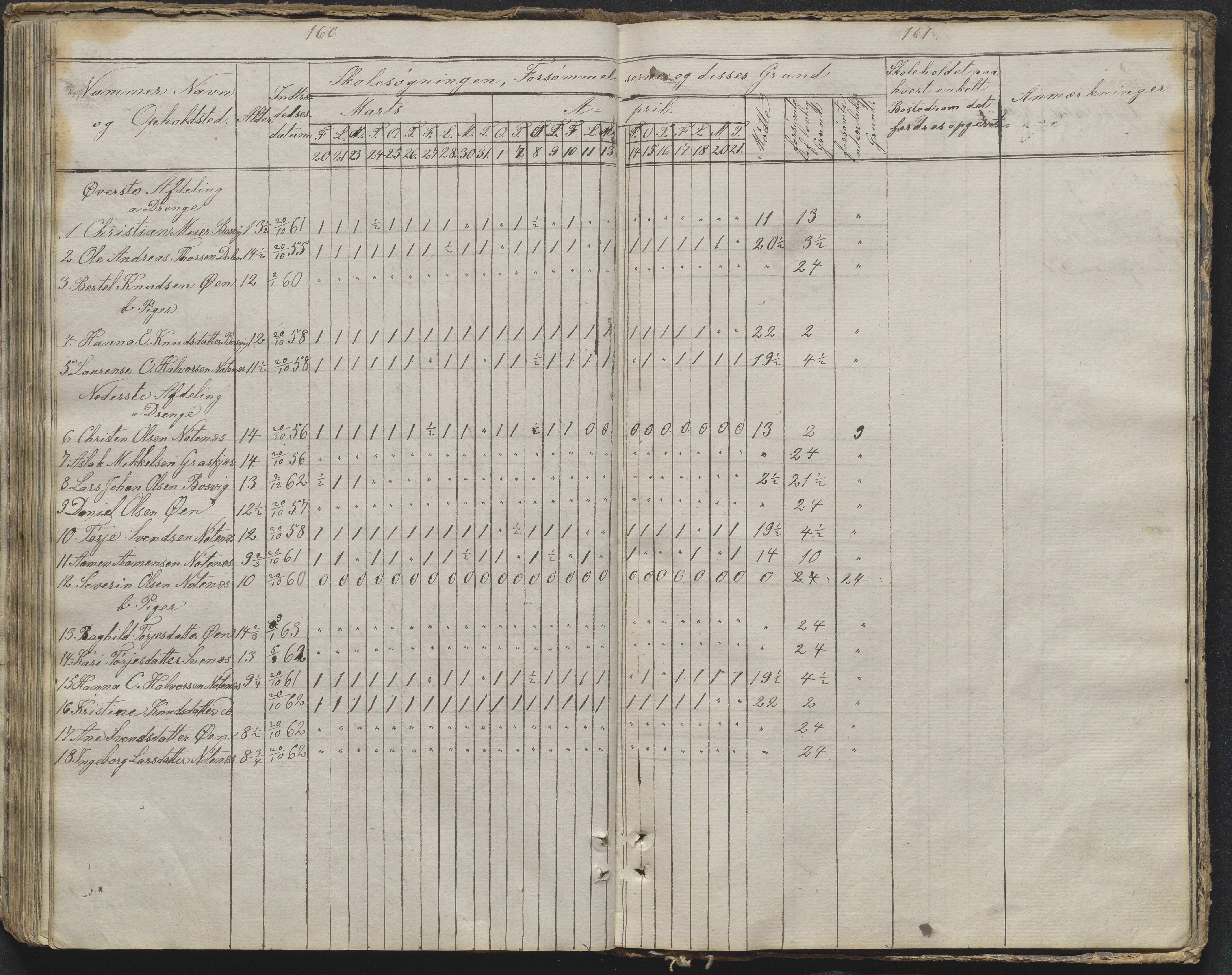 Søndeled kommune, AAKS/KA0913-PK/1/05/05f/L0031: Dagbok (Røed), 1828-1863, p. 160-161