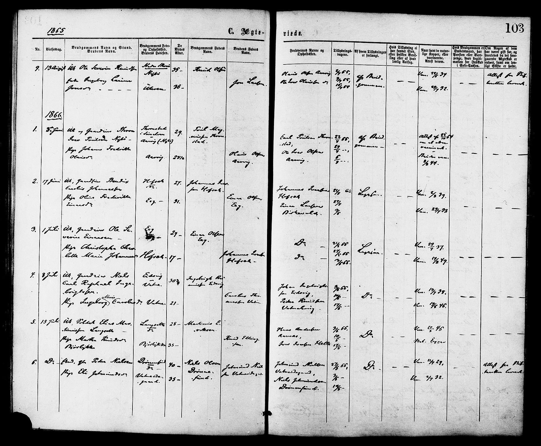 Ministerialprotokoller, klokkerbøker og fødselsregistre - Møre og Romsdal, SAT/A-1454/525/L0373: Parish register (official) no. 525A03, 1864-1879, p. 103