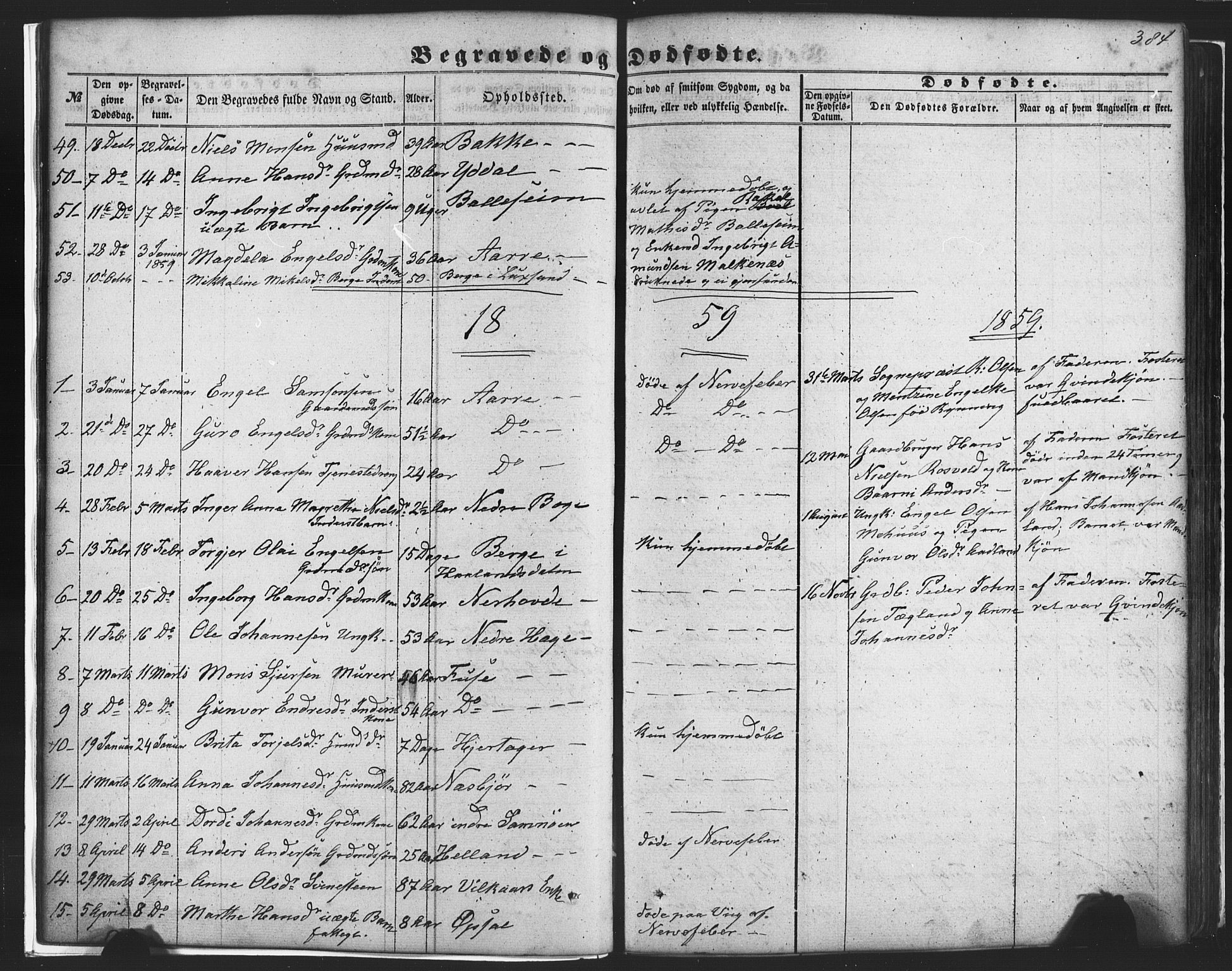 Fusa sokneprestembete, SAB/A-75401/H/Haa: Parish register (official) no. A 1II, 1855-1879, p. 384