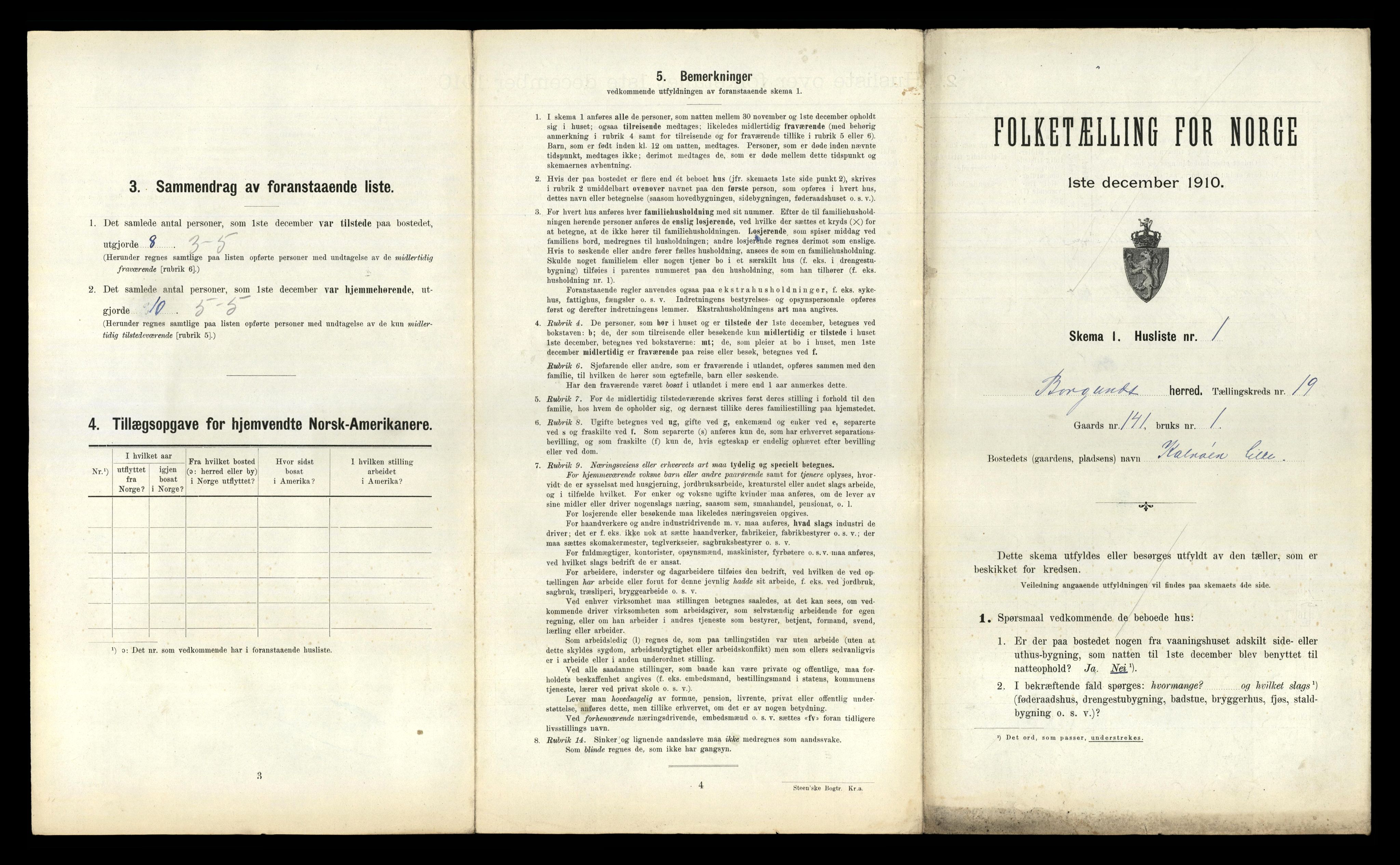 RA, 1910 census for Borgund, 1910, p. 1571