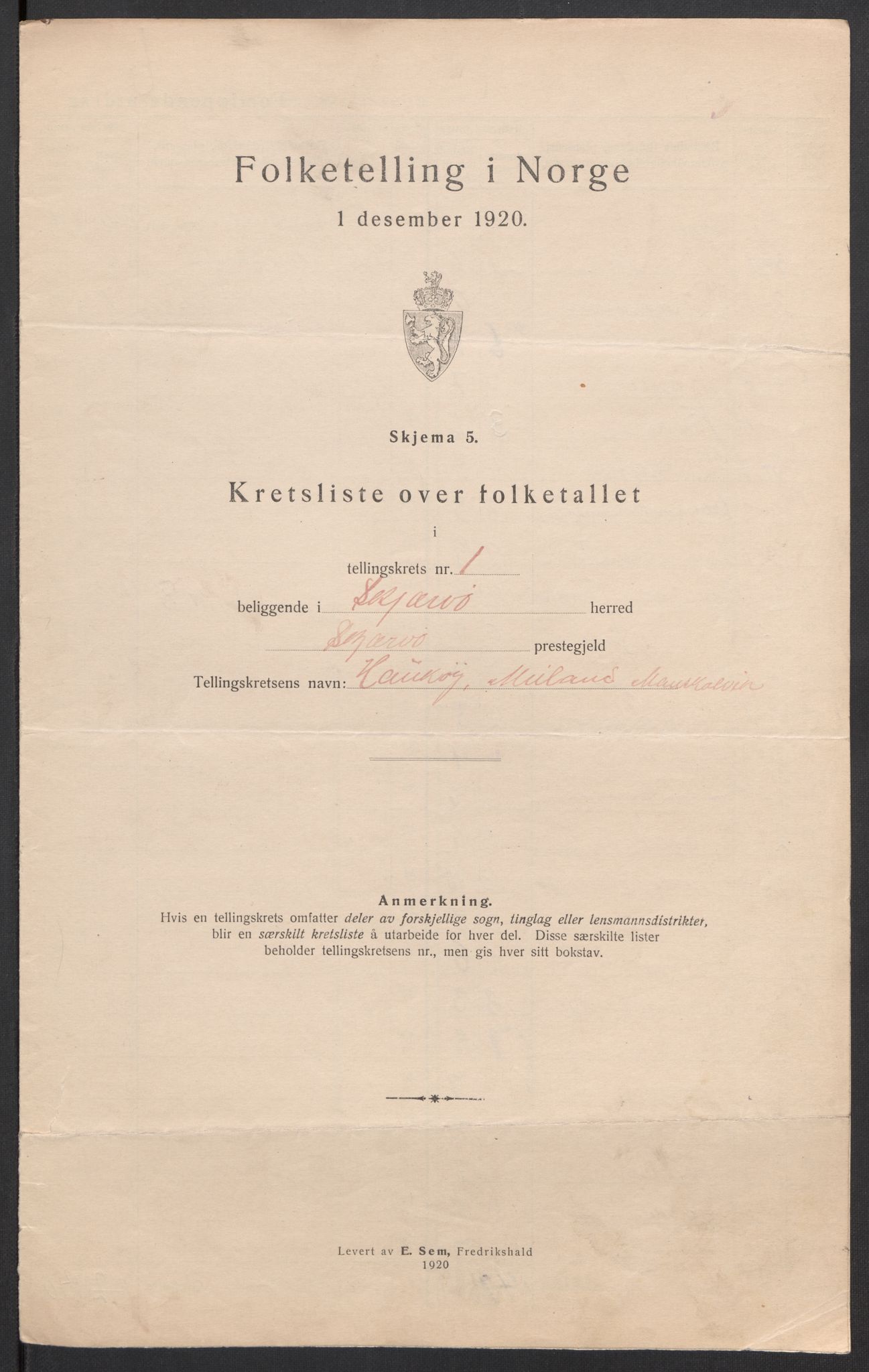 SATØ, 1920 census for Skjervøy, 1920, p. 6