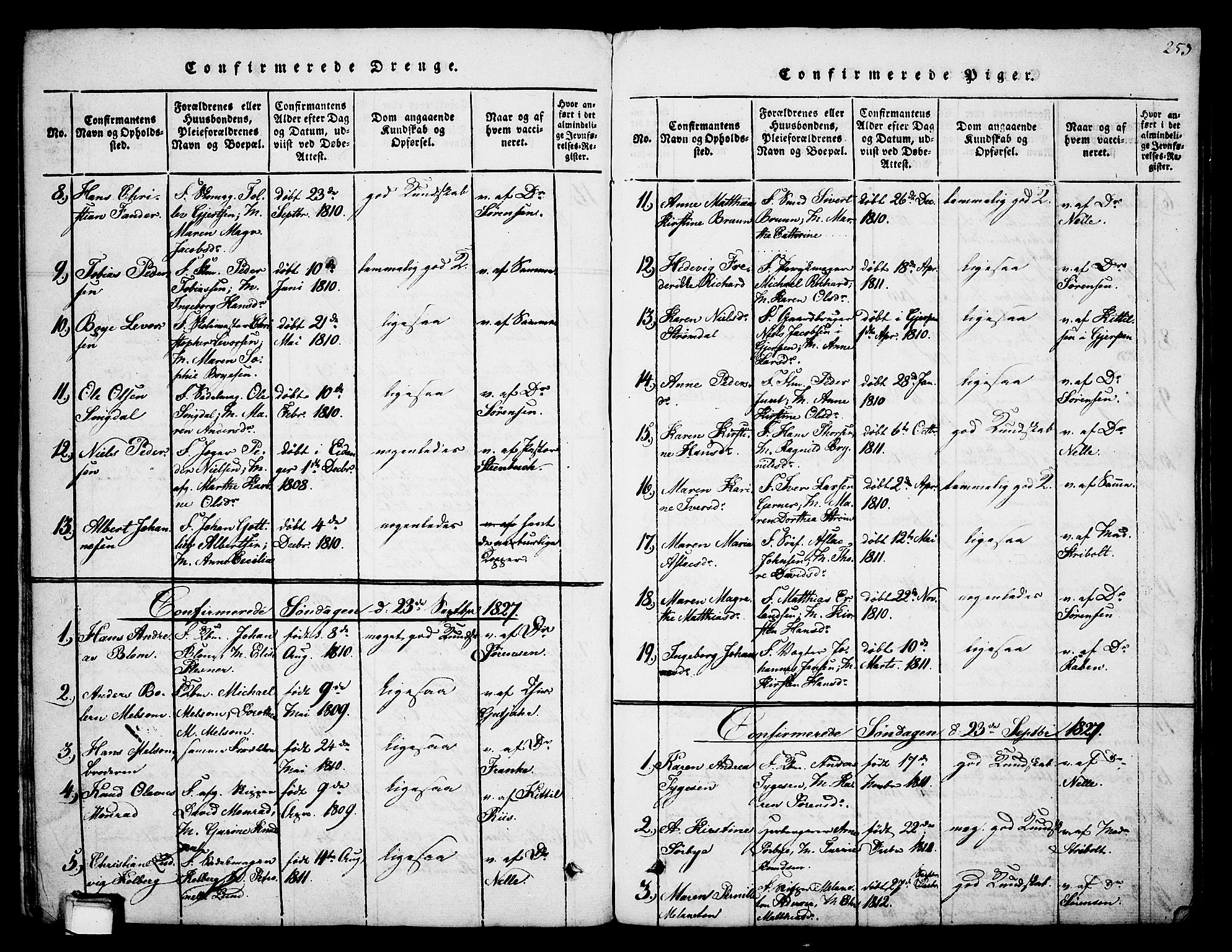 Skien kirkebøker, SAKO/A-302/F/Fa/L0005: Parish register (official) no. 5, 1814-1843, p. 253