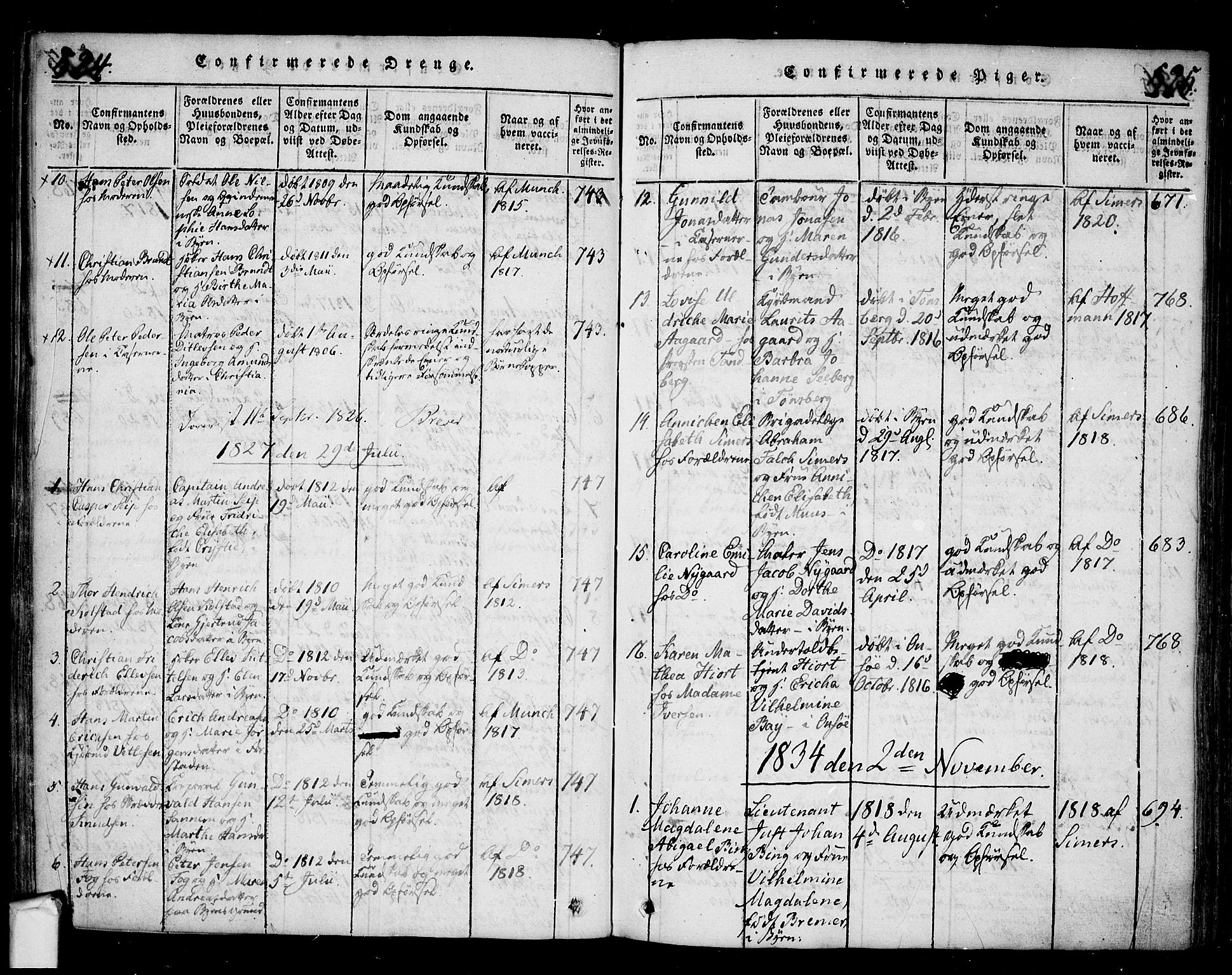 Fredrikstad prestekontor Kirkebøker, SAO/A-11082/F/Fa/L0004: Parish register (official) no. 4, 1816-1834, p. 524-525