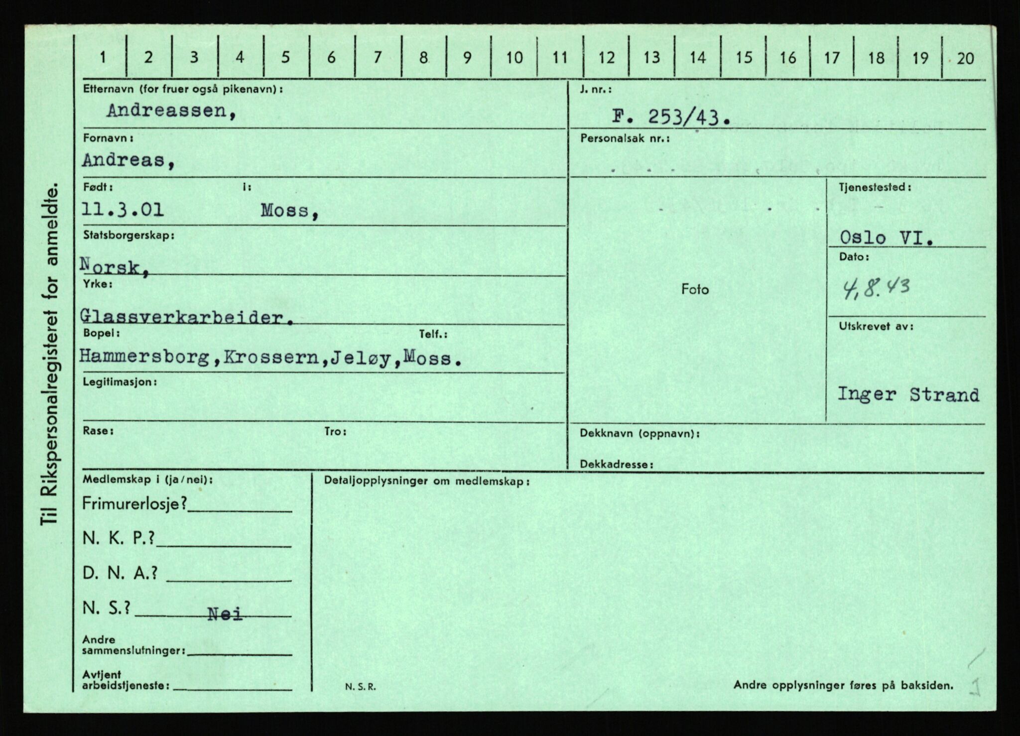 Statspolitiet - Hovedkontoret / Osloavdelingen, AV/RA-S-1329/C/Ca/L0001: Aabakken - Armann, 1943-1945, p. 3705