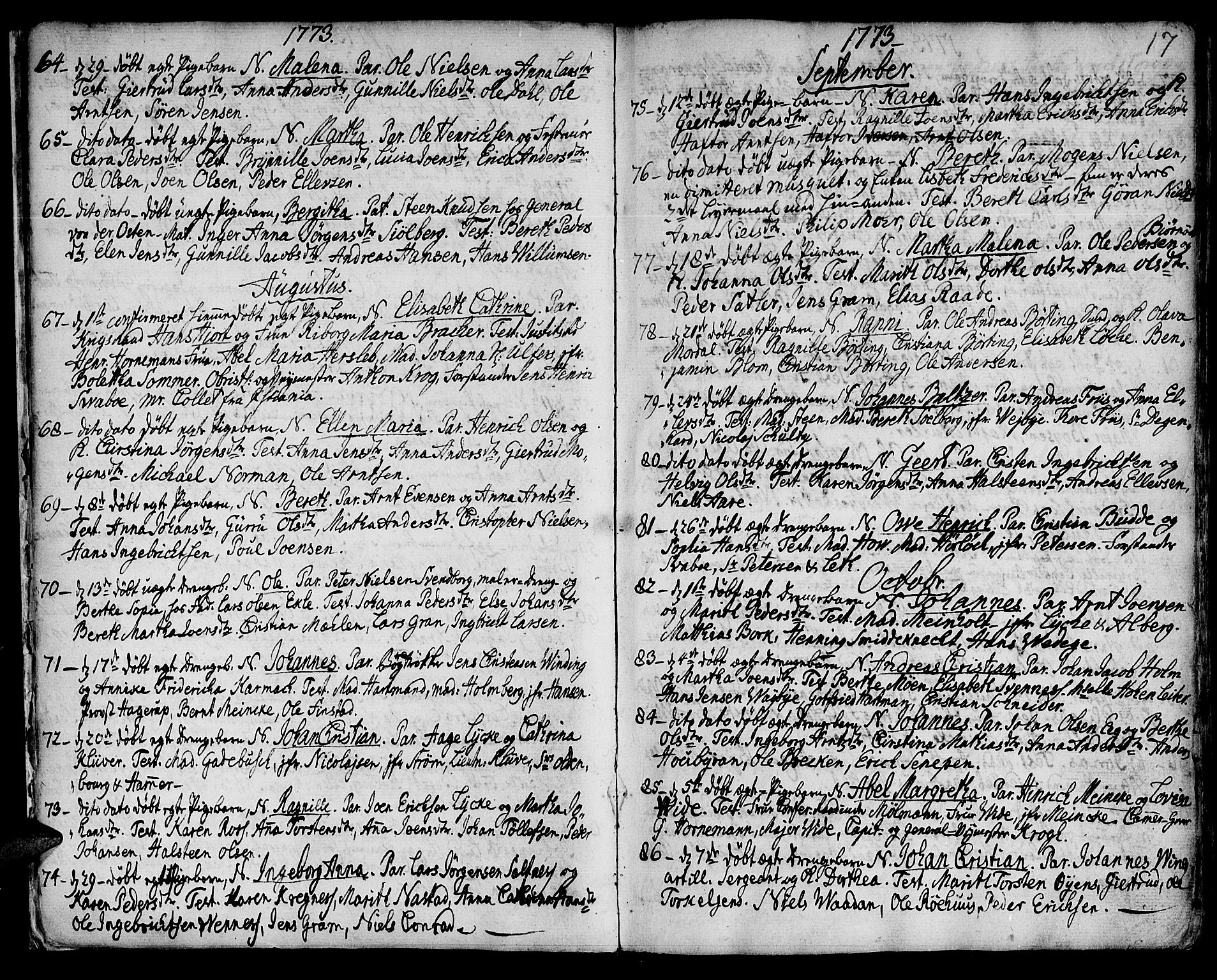 Ministerialprotokoller, klokkerbøker og fødselsregistre - Sør-Trøndelag, SAT/A-1456/601/L0039: Parish register (official) no. 601A07, 1770-1819, p. 17