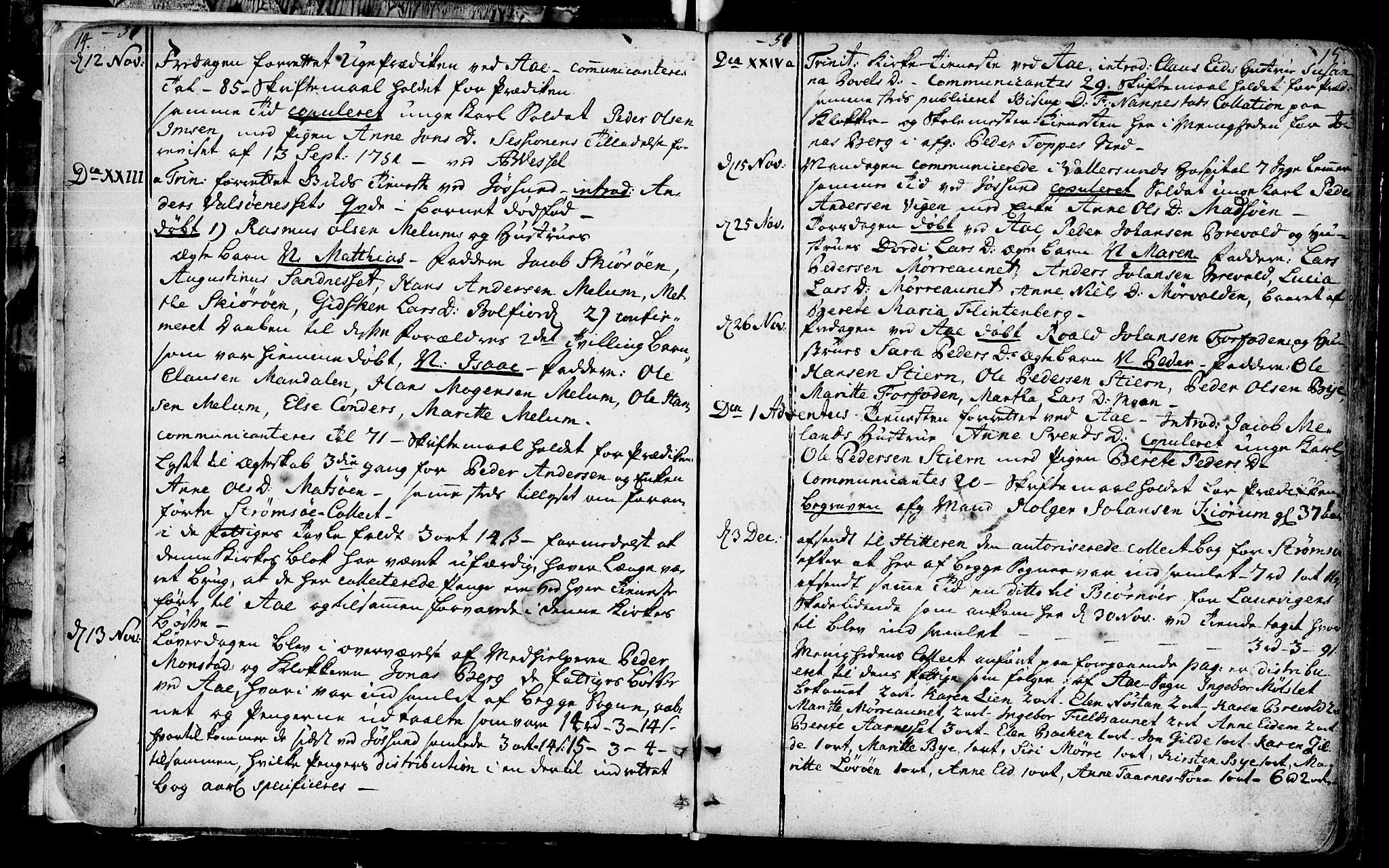 Ministerialprotokoller, klokkerbøker og fødselsregistre - Sør-Trøndelag, SAT/A-1456/655/L0672: Parish register (official) no. 655A01, 1750-1779, p. 14-15