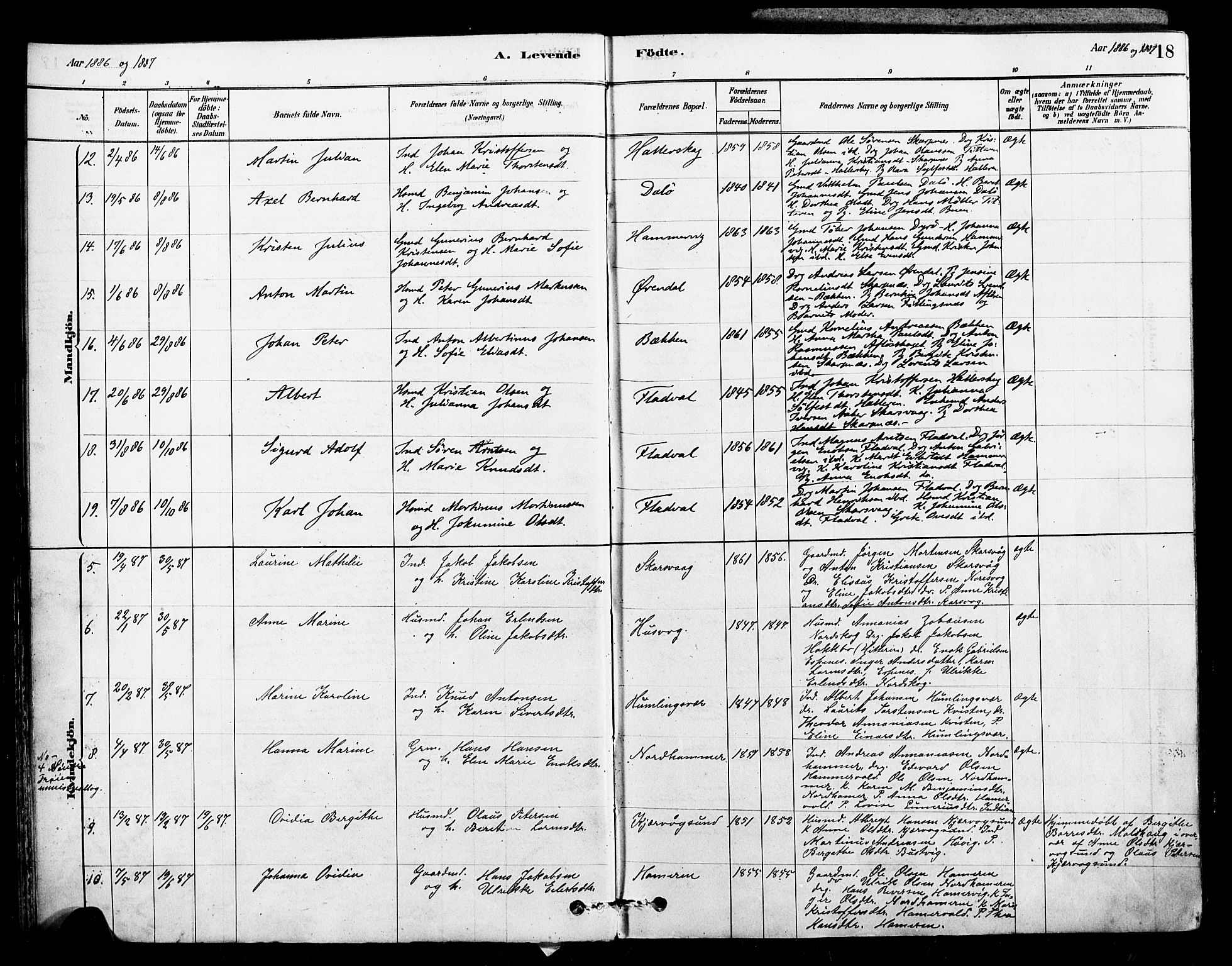 Ministerialprotokoller, klokkerbøker og fødselsregistre - Sør-Trøndelag, AV/SAT-A-1456/641/L0595: Parish register (official) no. 641A01, 1882-1897, p. 18