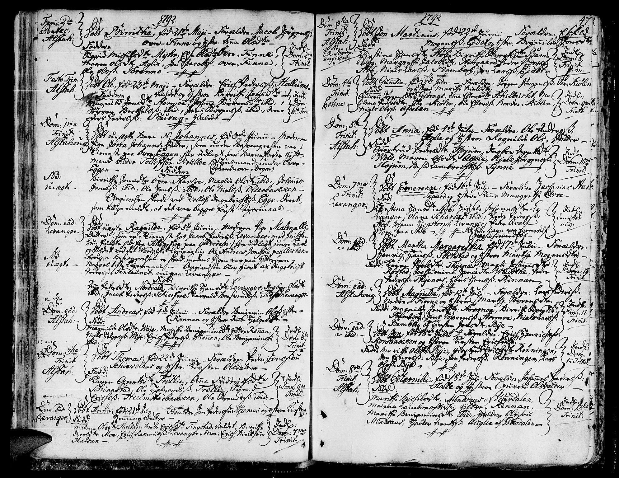 Ministerialprotokoller, klokkerbøker og fødselsregistre - Nord-Trøndelag, SAT/A-1458/717/L0142: Parish register (official) no. 717A02 /1, 1783-1809, p. 47