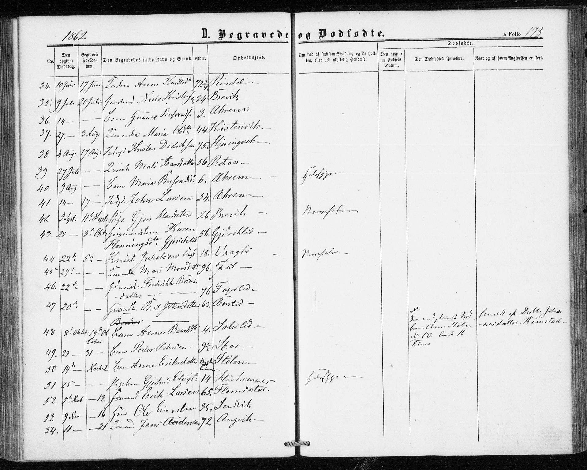 Ministerialprotokoller, klokkerbøker og fødselsregistre - Møre og Romsdal, AV/SAT-A-1454/586/L0985: Parish register (official) no. 586A11, 1857-1866, p. 173