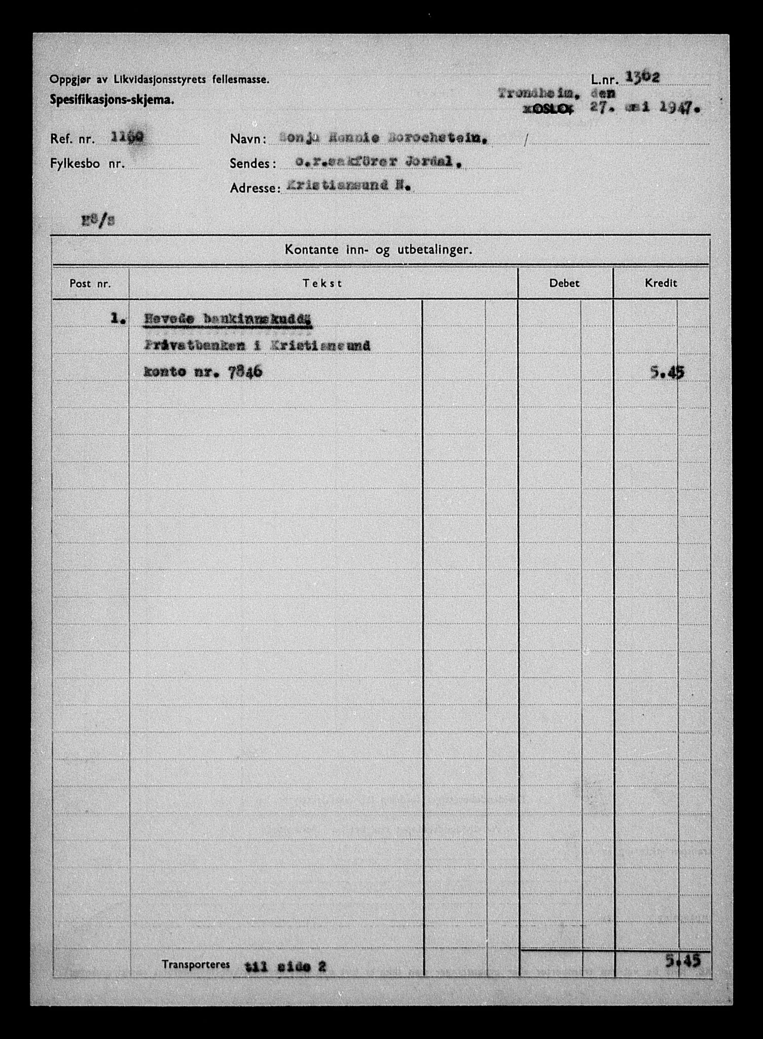 Justisdepartementet, Tilbakeføringskontoret for inndratte formuer, AV/RA-S-1564/H/Hc/Hcb/L0910: --, 1945-1947, p. 440