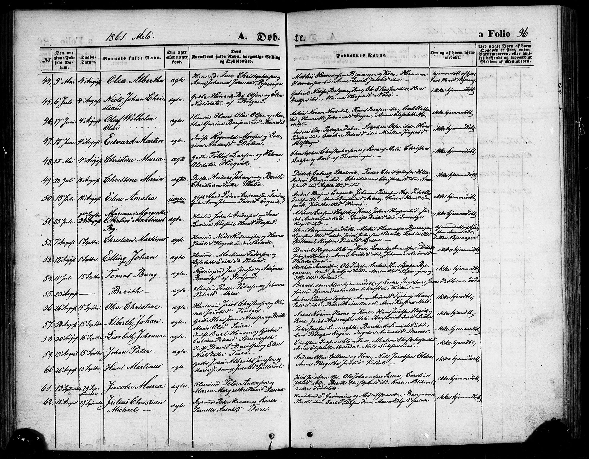 Ministerialprotokoller, klokkerbøker og fødselsregistre - Nordland, AV/SAT-A-1459/841/L0606: Parish register (official) no. 841A10, 1860-1877, p. 96