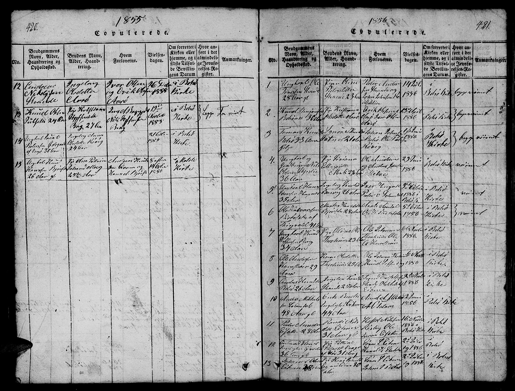 Ministerialprotokoller, klokkerbøker og fødselsregistre - Møre og Romsdal, SAT/A-1454/555/L0665: Parish register (copy) no. 555C01, 1818-1868, p. 420-421