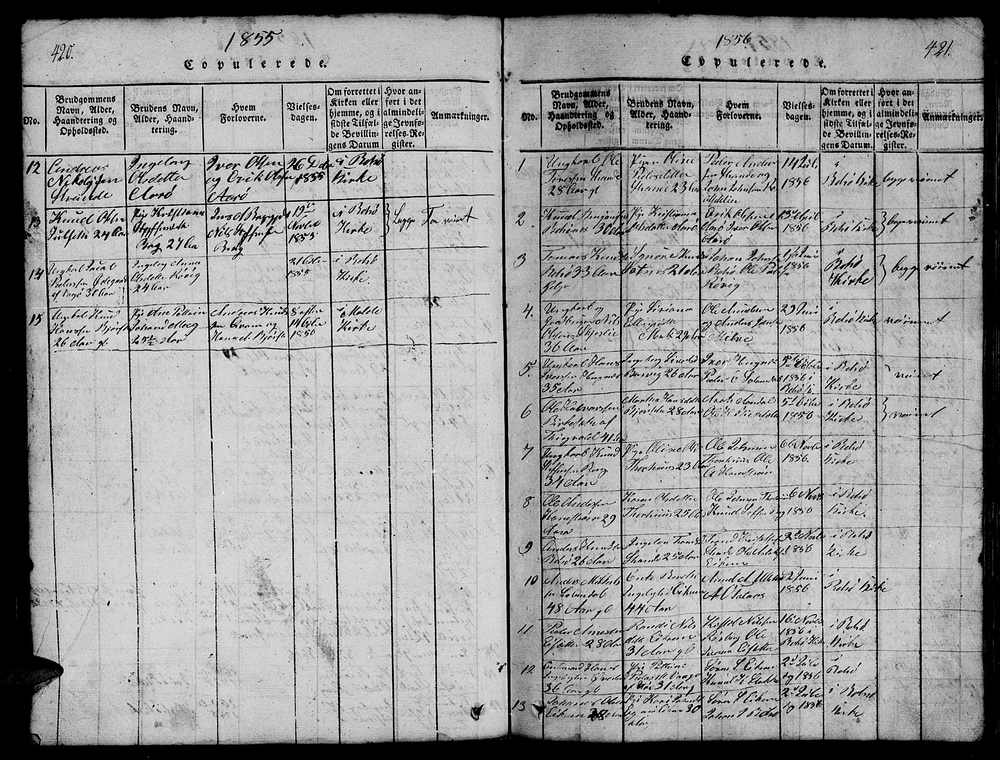 Ministerialprotokoller, klokkerbøker og fødselsregistre - Møre og Romsdal, AV/SAT-A-1454/555/L0665: Parish register (copy) no. 555C01, 1818-1868, p. 420-421