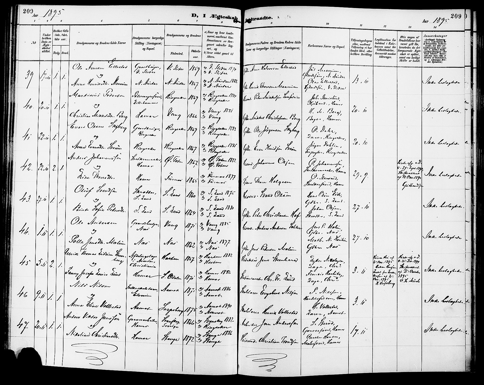 Vang prestekontor, Hedmark, AV/SAH-PREST-008/H/Ha/Haa/L0017: Parish register (official) no. 17, 1890-1899, p. 209