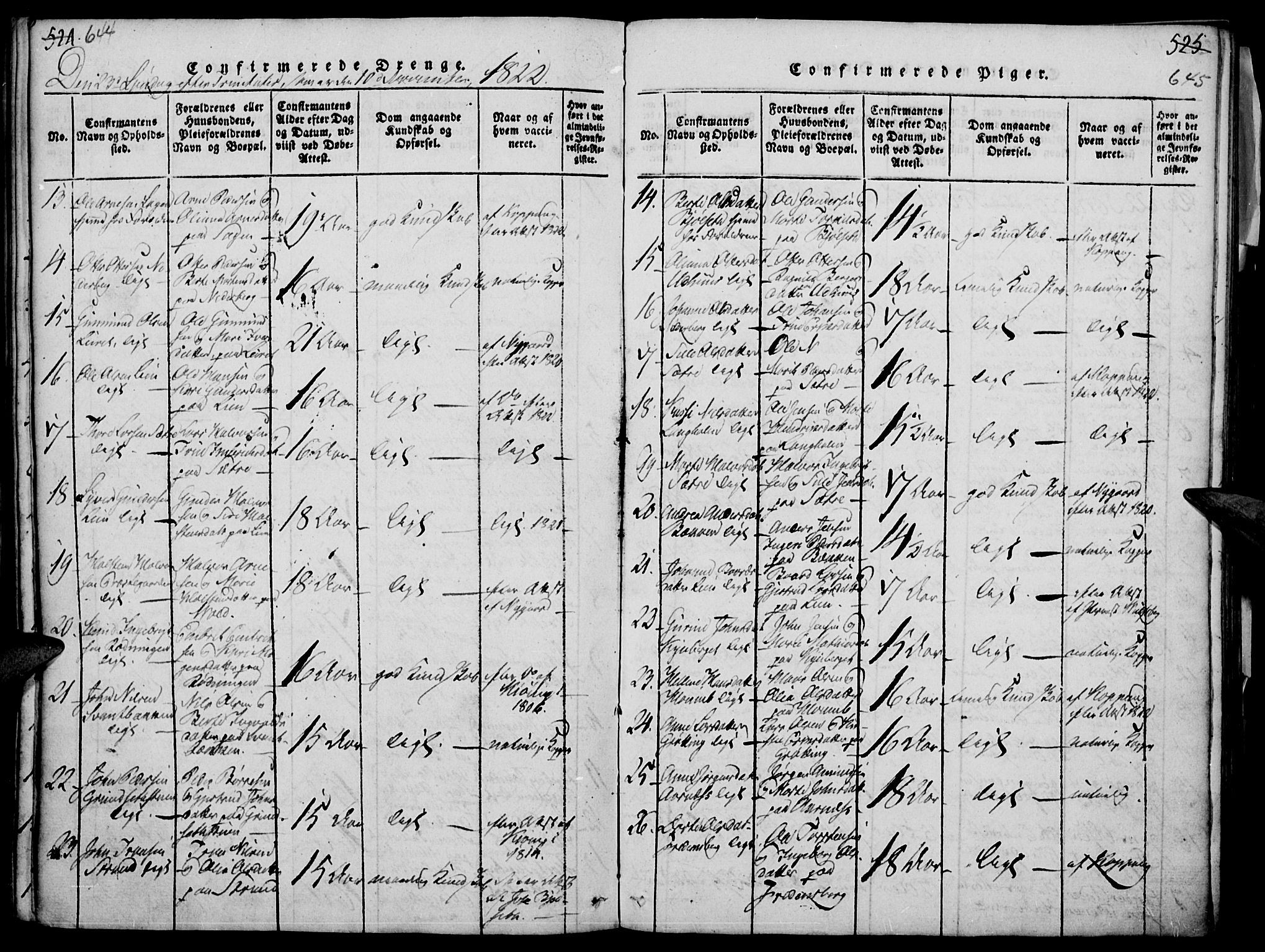 Elverum prestekontor, AV/SAH-PREST-044/H/Ha/Haa/L0007: Parish register (official) no. 7, 1815-1830, p. 644-645