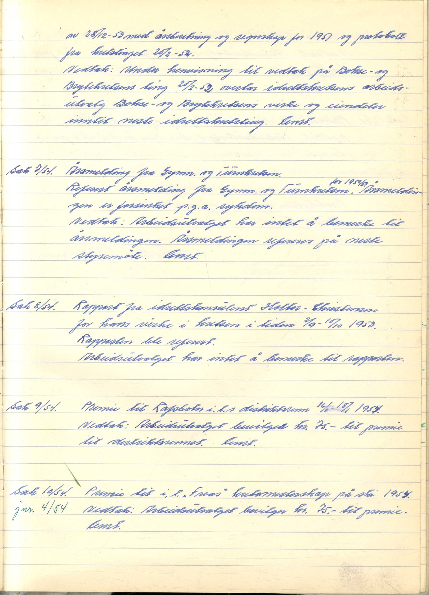 Vest-Finnmark Idrettskrets, FMFB/A-1042/A/Aa/L0002: Møteprotokoll for styre, kretsting og arbeidsutvalg, 1951-1961, p. 71