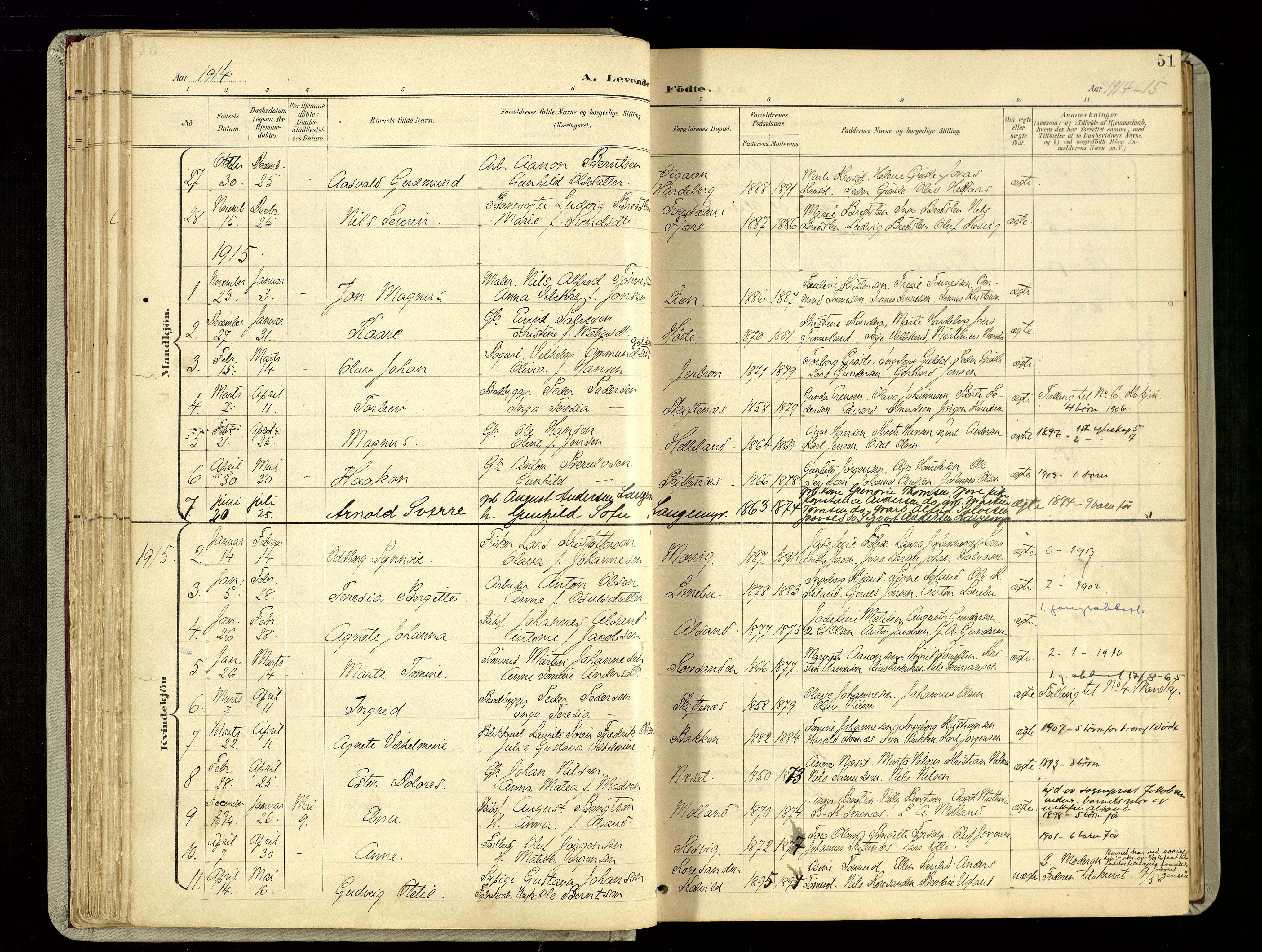 Hommedal sokneprestkontor, AV/SAK-1111-0023/F/Fa/Fab/L0007: Parish register (official) no. A 7, 1898-1924, p. 51