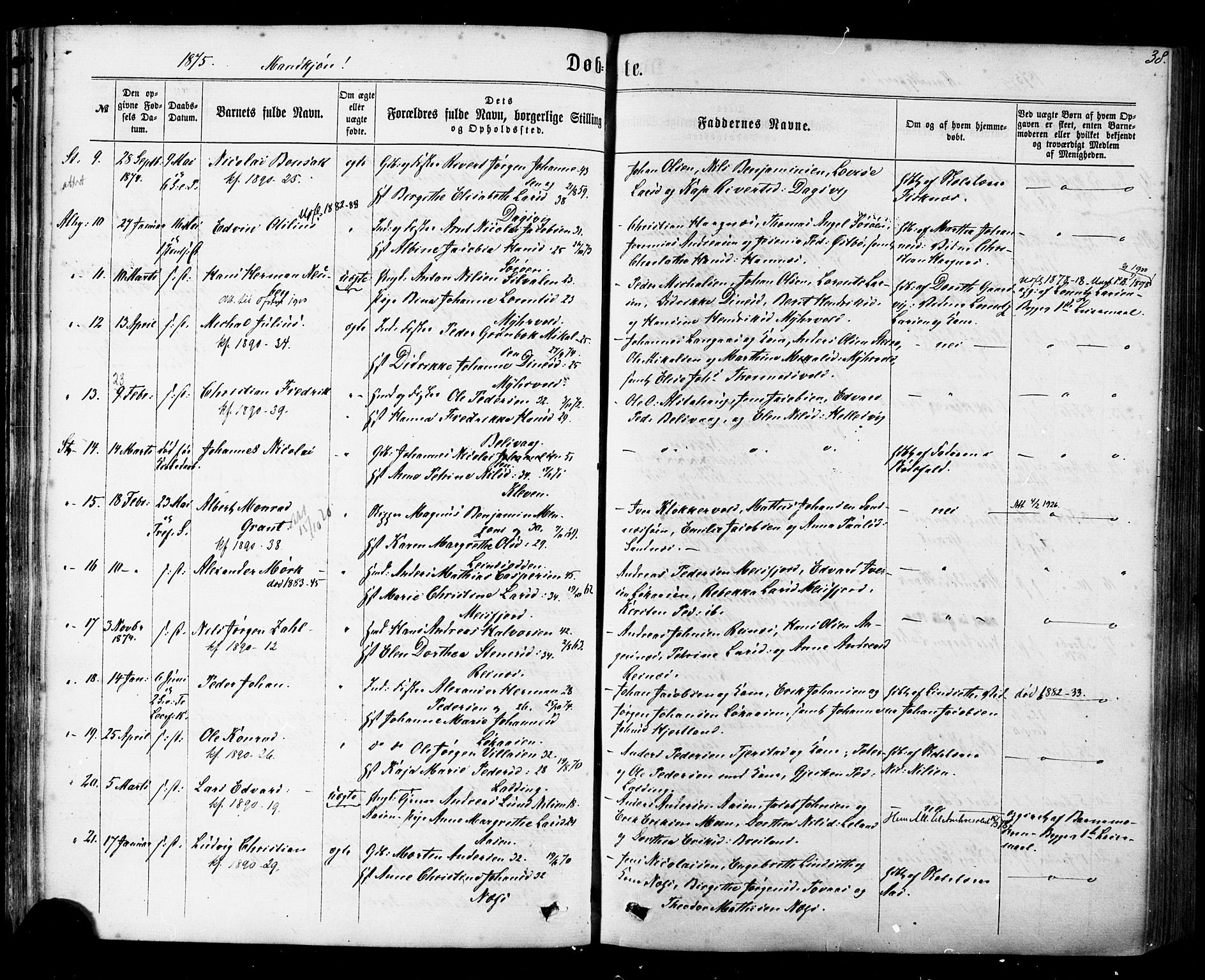 Ministerialprotokoller, klokkerbøker og fødselsregistre - Nordland, AV/SAT-A-1459/830/L0449: Parish register (official) no. 830A13, 1866-1886, p. 38